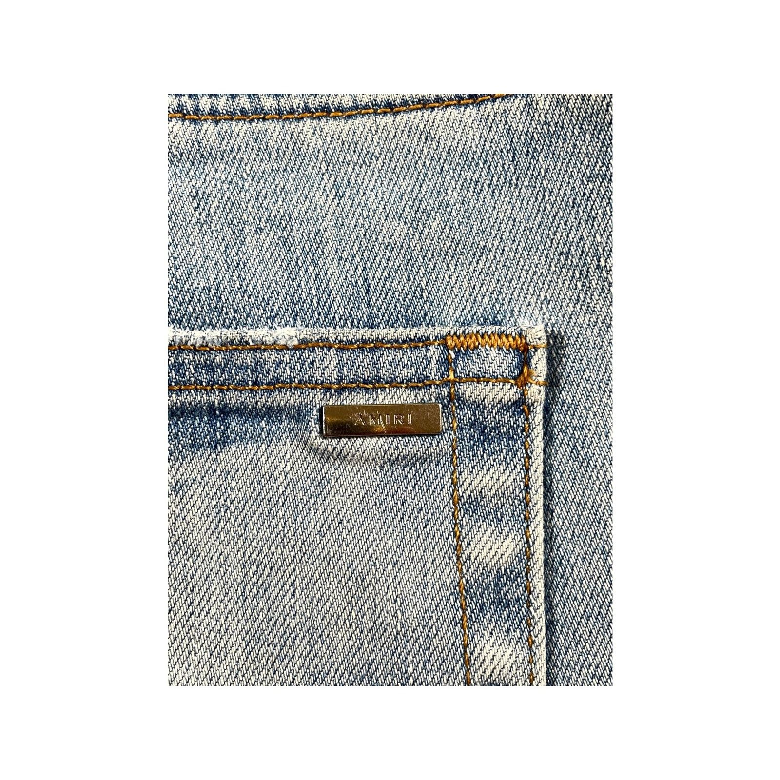 Amiri Amiri "Bandana Patch" Light Wash & Orange Jeans Size US 38 / EU 54 - 3 Thumbnail