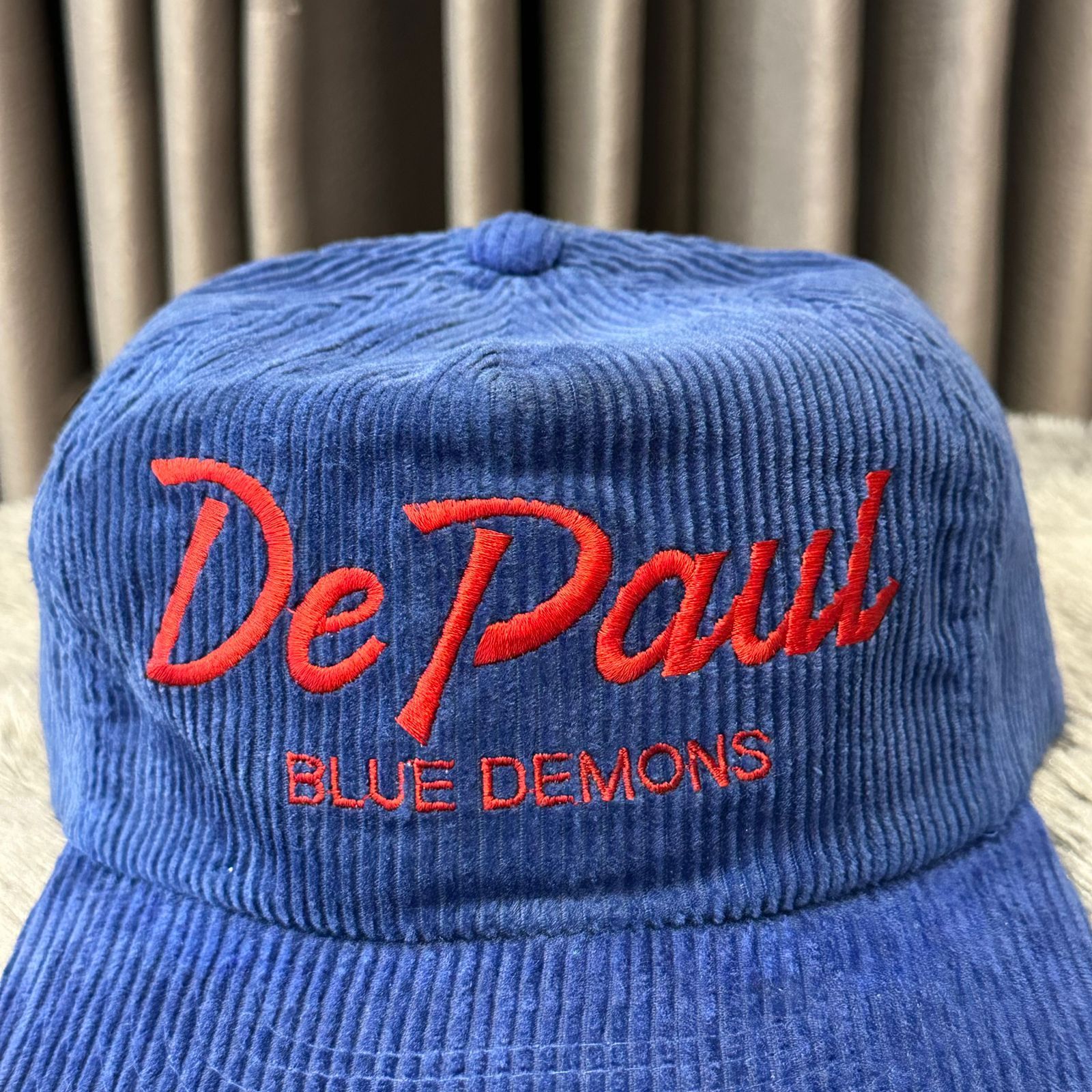 Sports Specialties × Vintage Rare Vintage De Paul Blue Demons Corduroy 5 Panel Hat Size ONE SIZE - 2 Thumbnail