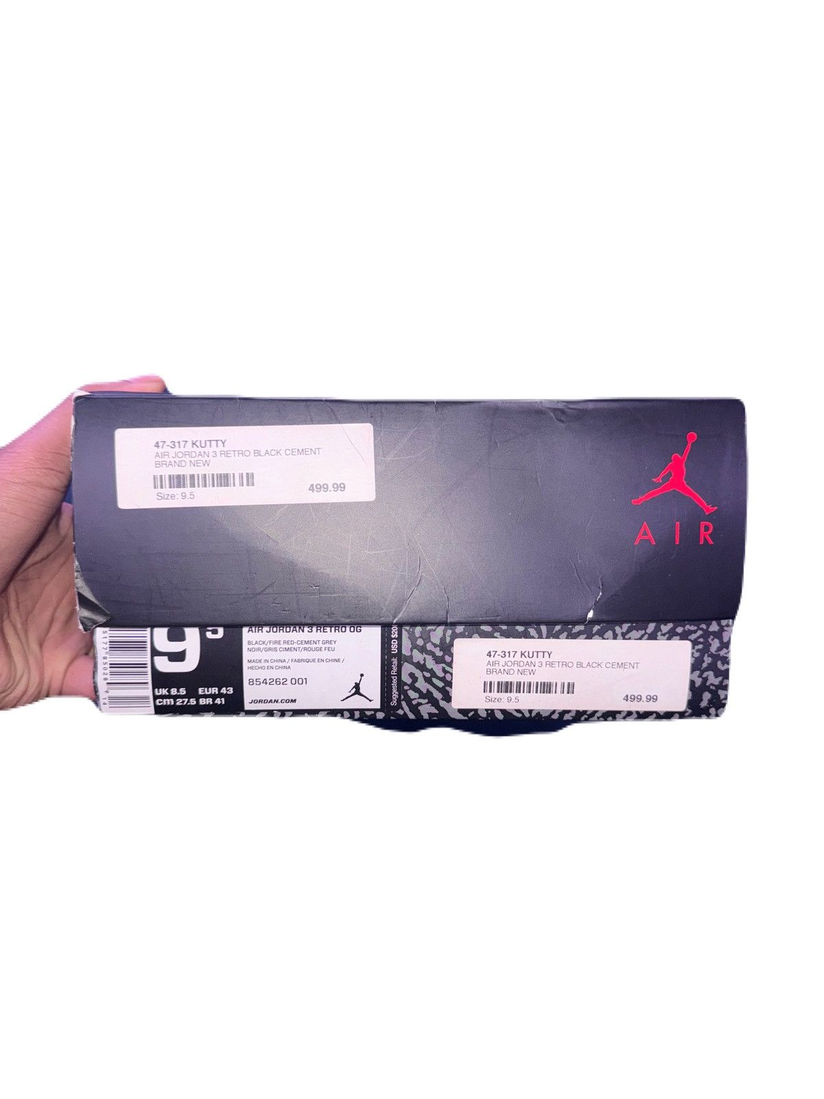Jordan Brand × Nike Air Jordan 3 Retro Black Cement Size US 9.5 / EU 42-43 - 5 Thumbnail