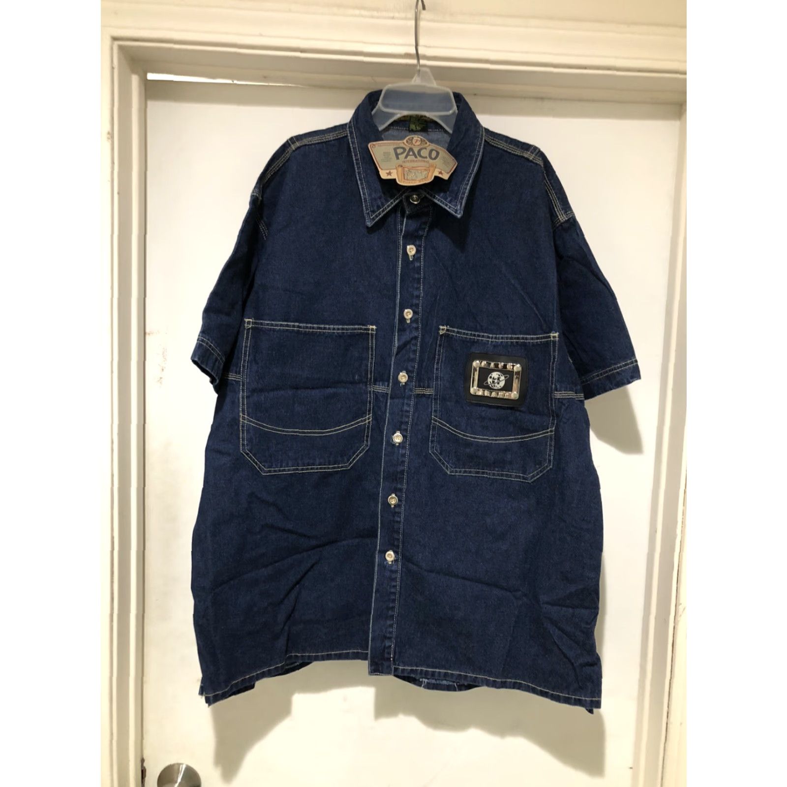 Vintage VINTAGE Paco Sport Big Logo Embroidered Dark Denim Jean Jacket XL Streetwear Jacket Mens 90s Size US 36 / EU 52 - 4 Thumbnail