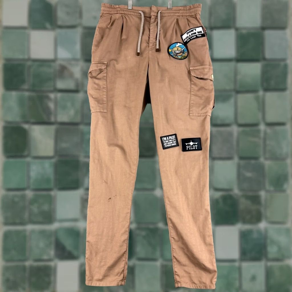 Brunello Cucinelli Brunello Cucinelli Cargo Pants Mens 50 Tan Herringbone Patched Distressed Italy Beige Cargo Pants Mens 33 Regular Tan Herringbone Distressed Italy Size US 33 - 1 Thumbnail