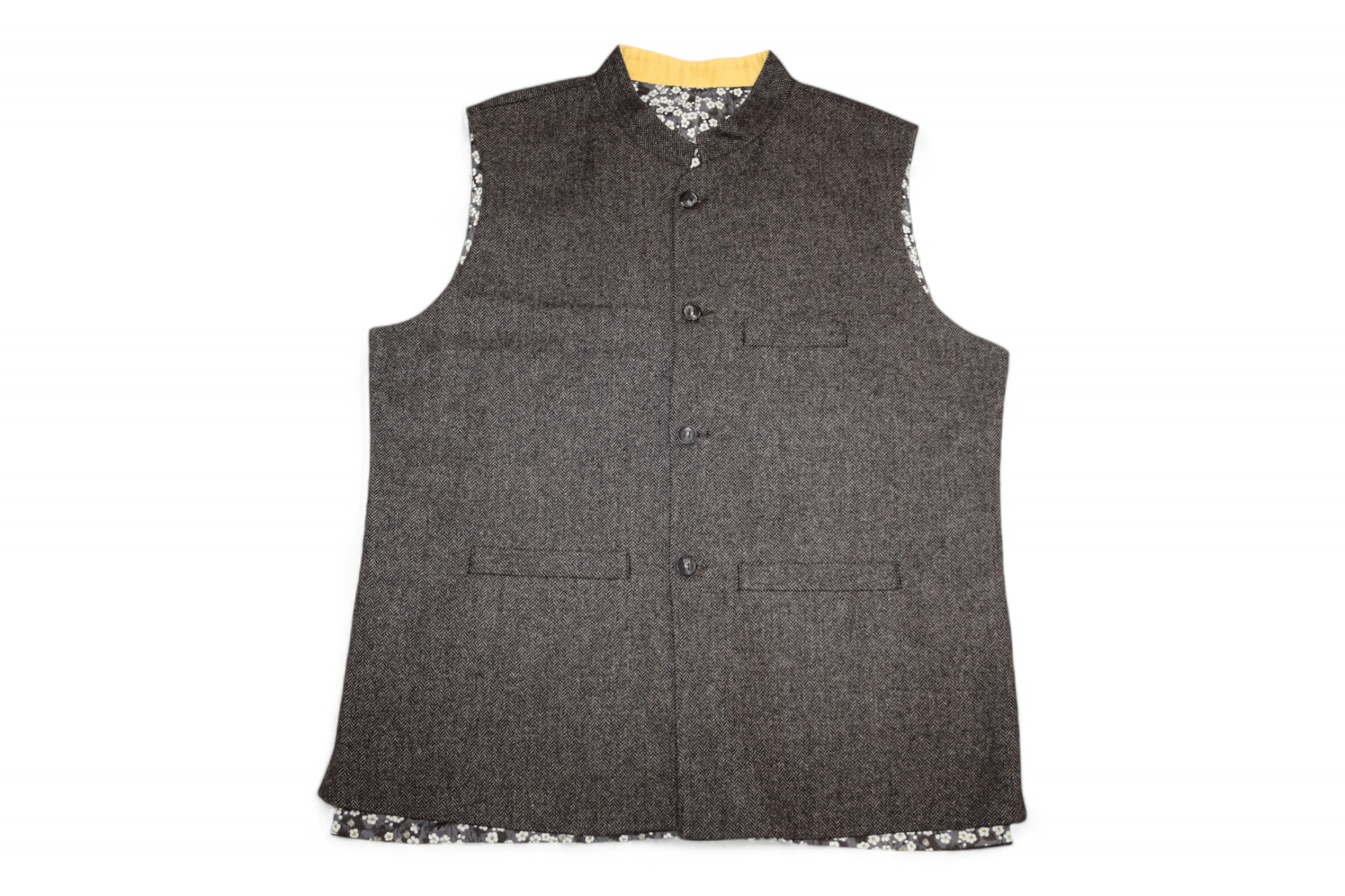 Luxury Guillotine England herringbone tweed gilet floral lining Grailed