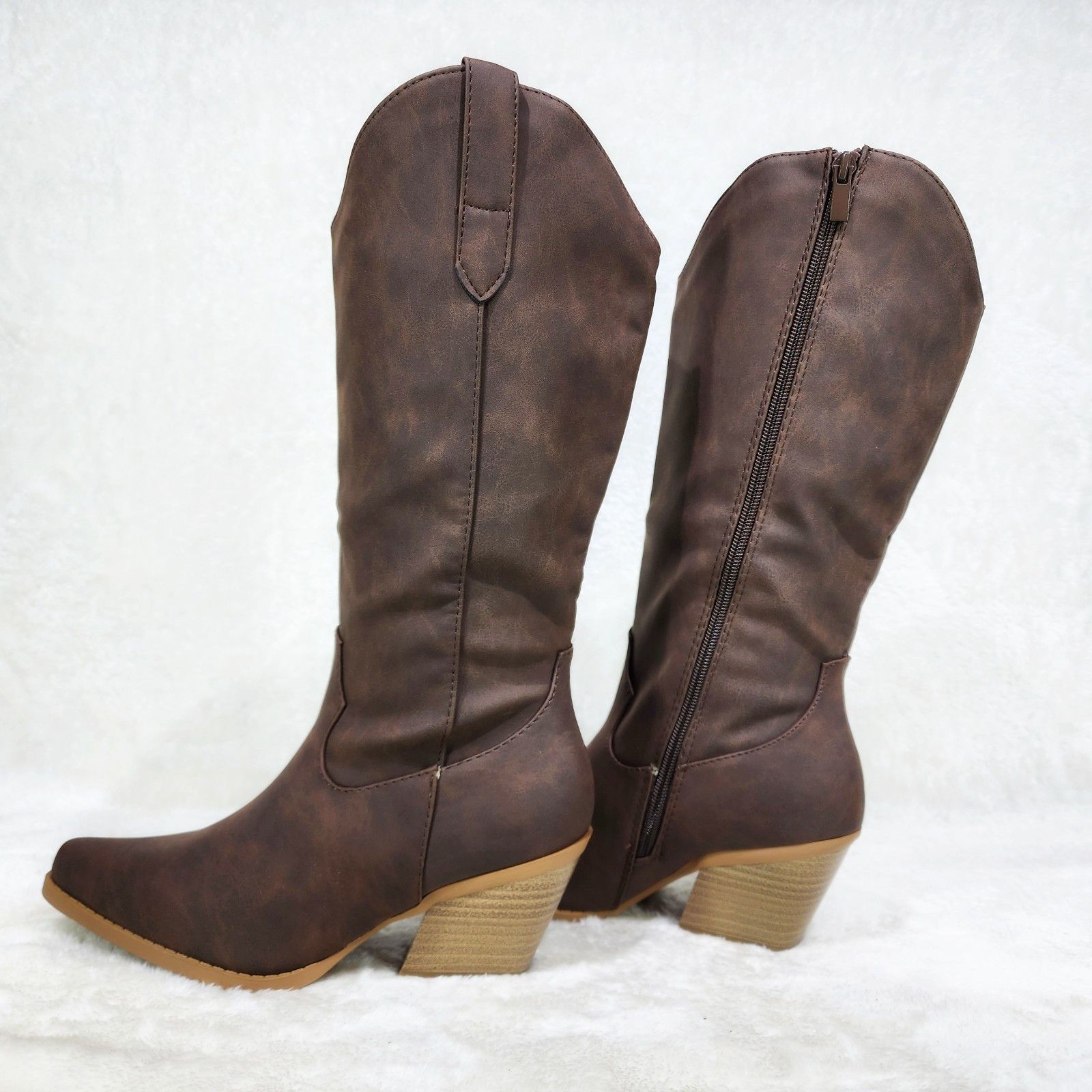 Other Dark Brown Faux Nubuck Country Western Cowgirl Knee Boots Size US 8 / IT 38 - 1 Thumbnail