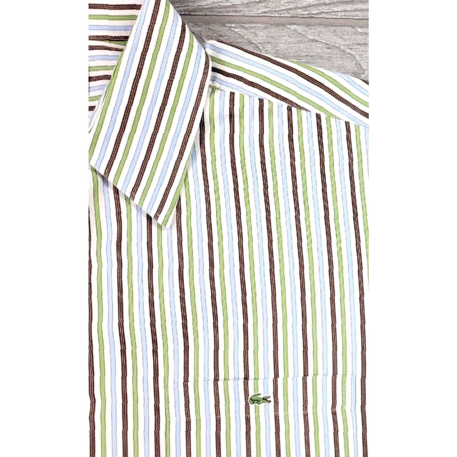 Lacoste Lacoste Mens Long Sleeve Button-Up Shirt XL Multicolor Striped France Made Button-Down Collar Size US XL / EU 56 / 4 - 3 Thumbnail