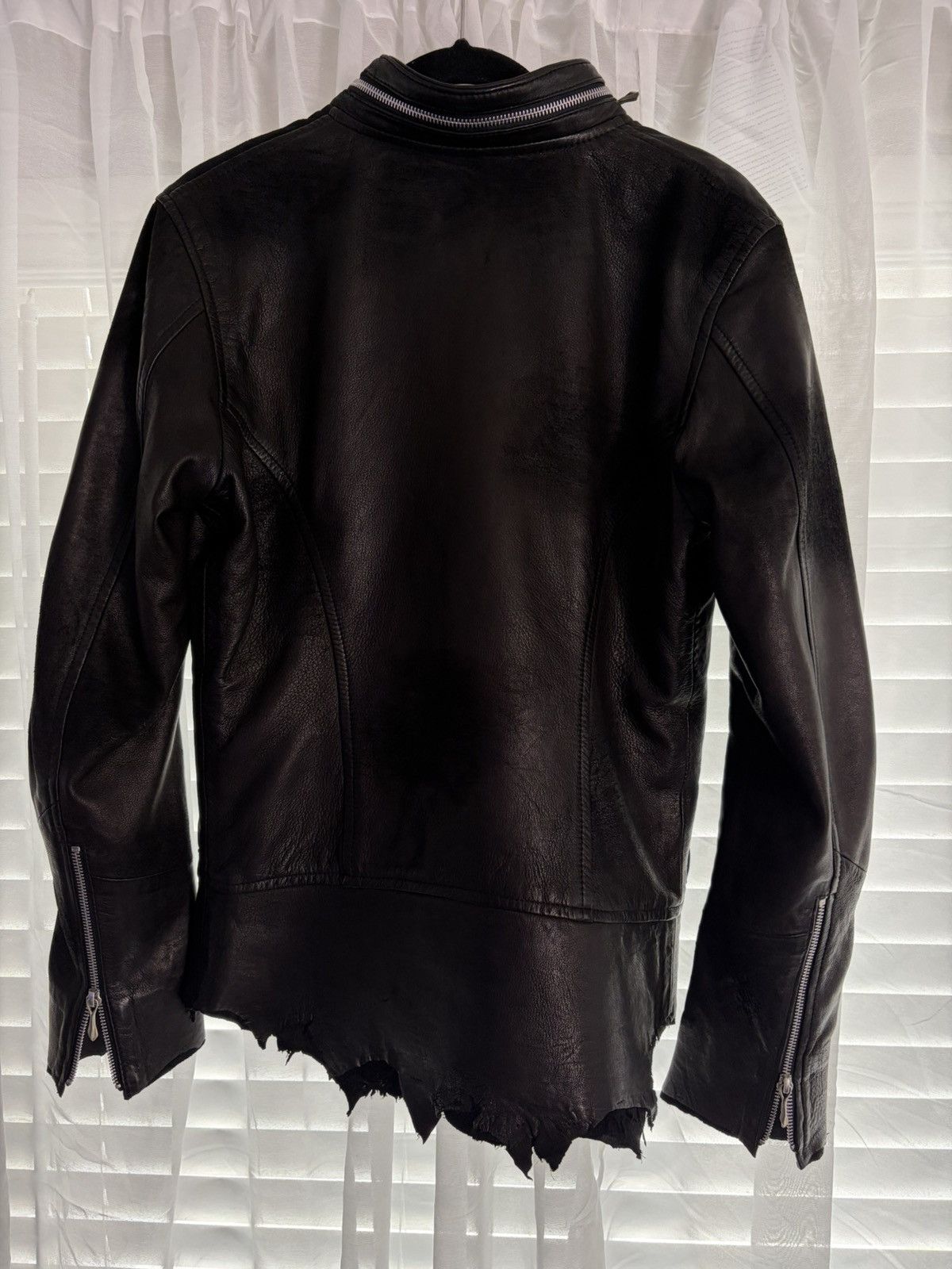 14th Addiction 14th Addiction Black Leather Cross Zip Jacket Size US S / EU 44-46 / 1 - 2 Thumbnail