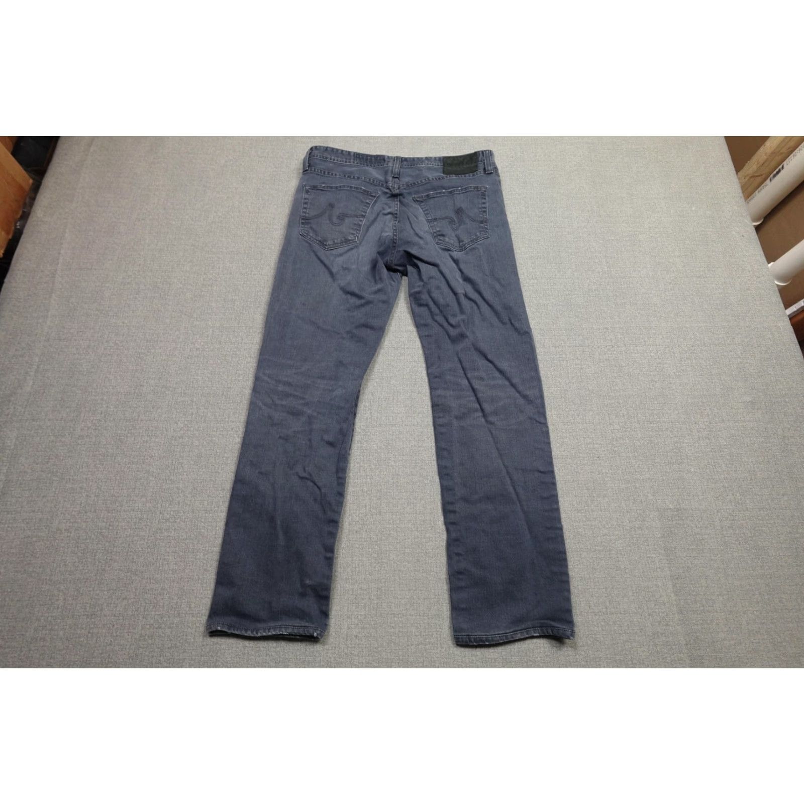 Denime AG Adriano Goldschmied Jeans Mens 33x31 The Graduate Tailored Leg Gray Denim 5-Pocket Stretch Zip Fly Regular Rise Straight Shirt? Size US 33 - 4 Thumbnail