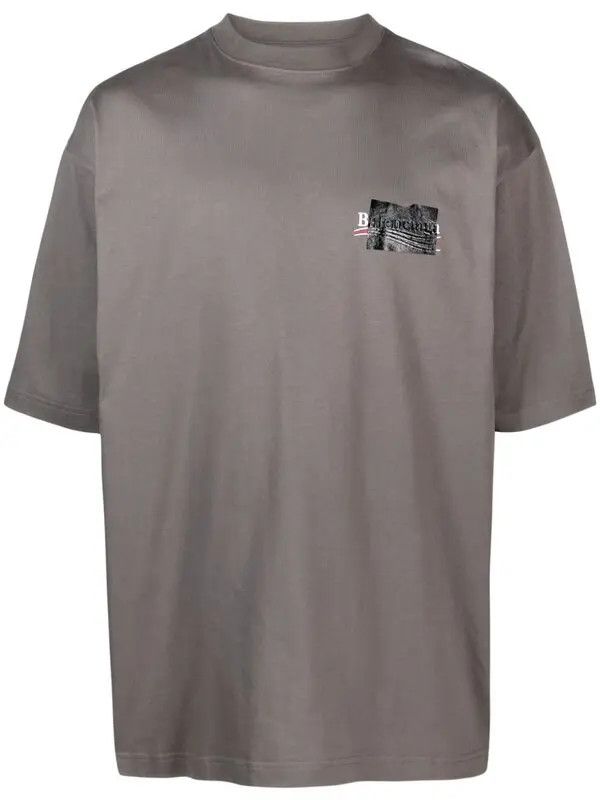 Balenciaga Gaffer Logo-Ebroidered Large Fit T-Shirt in Gray Size US L / EU 52-54 / 3 - 1 Thumbnail