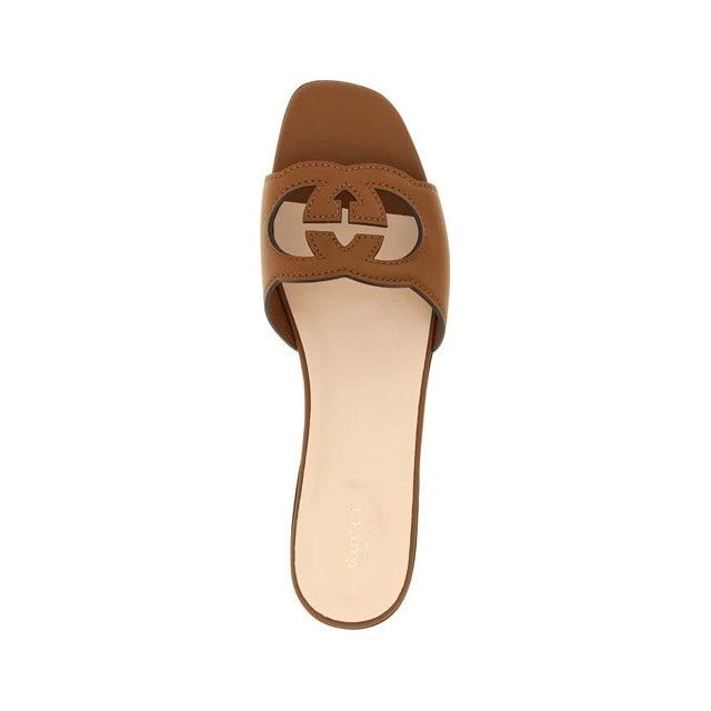 Gucci GUCCI $770 Cuir Interlocking G Slide Sandals New & Authentic Size US 11 / IT 41 - 4 Thumbnail