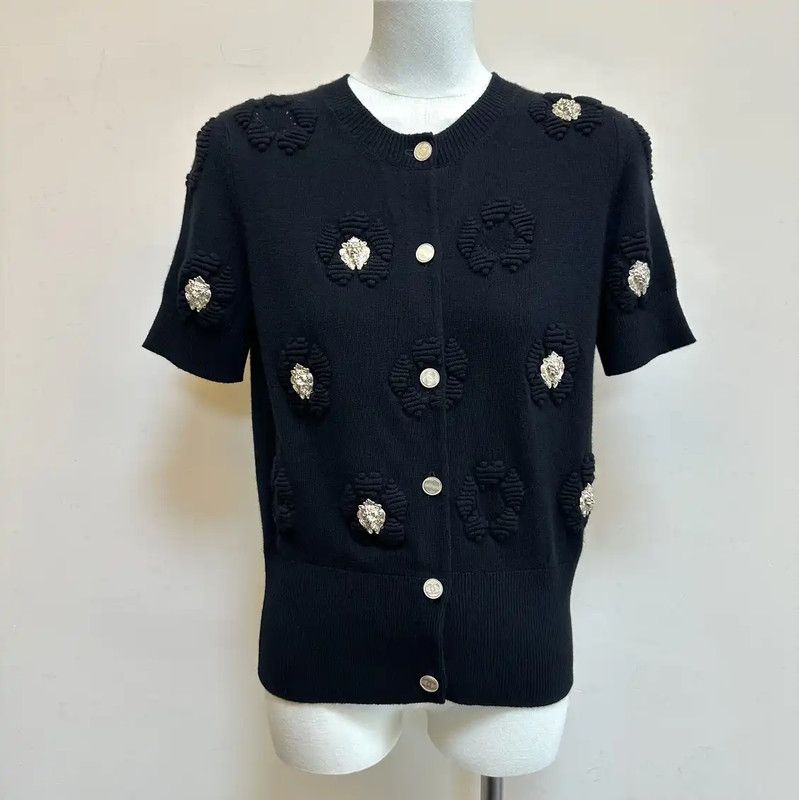 Chanel Chanel Black Short Sleeve Pullover Sweater 0089 Size S / US 4 / IT 40 - 1 Thumbnail