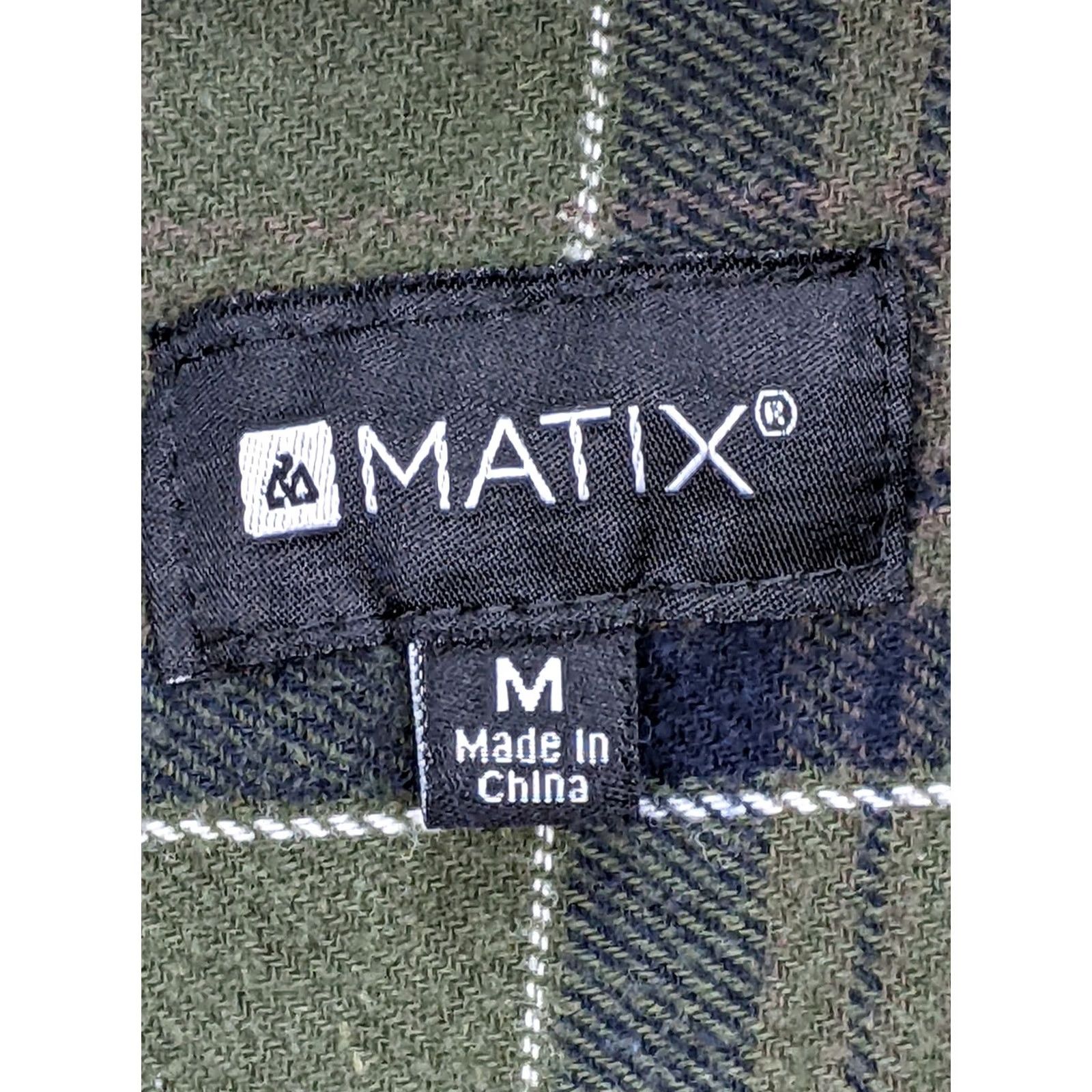 Vintage Matix Mens M Green Black White Flannel Shirt Plaid Cotton Spred Collar Button-Up Size US M / EU 48-50 / 2 - 2 Thumbnail