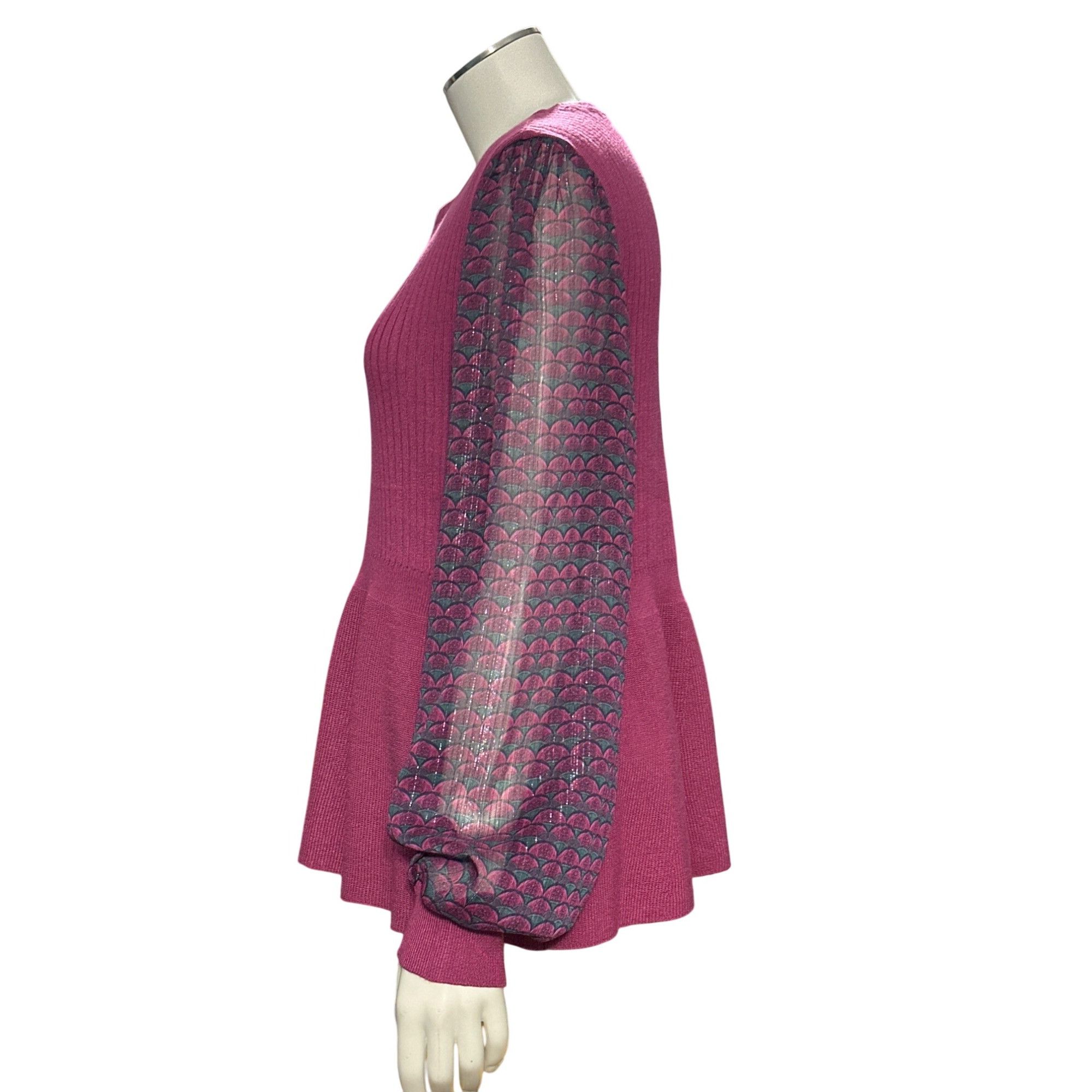Other 89th Madison NWT Medium Sheer Magenta Haze Knit Peplum Top M Size M / US 6-8 / IT 42-44 - 4 Thumbnail
