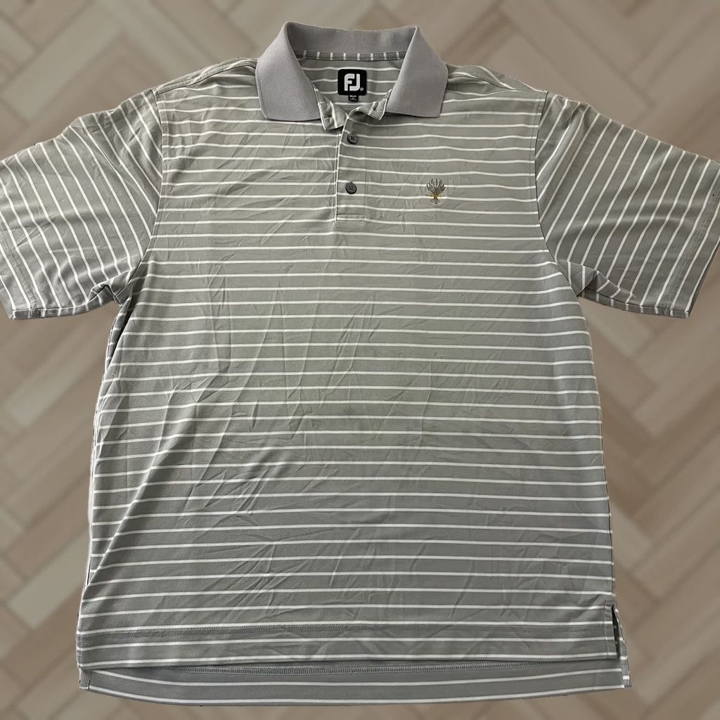 Footjoy FootJoy Striped Short Sleeve Golf Polo Shirt Men’s Medium Gray Size US M / EU 48-50 / 2 - 1 Thumbnail