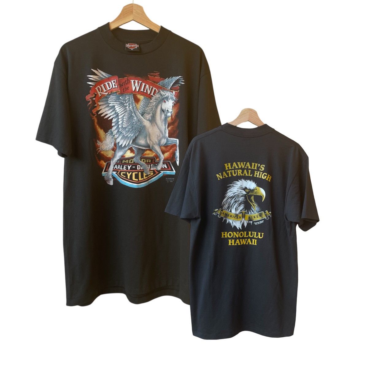 Vintage Harley Davidson 3D Emblem T-Shirt 1990 XL Ride Wind