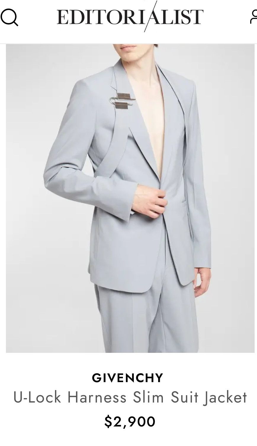 Givenchy Givenchy harness padlock sky blue jacket blazer Ronaldo 52 Size 42R - 2 Thumbnail