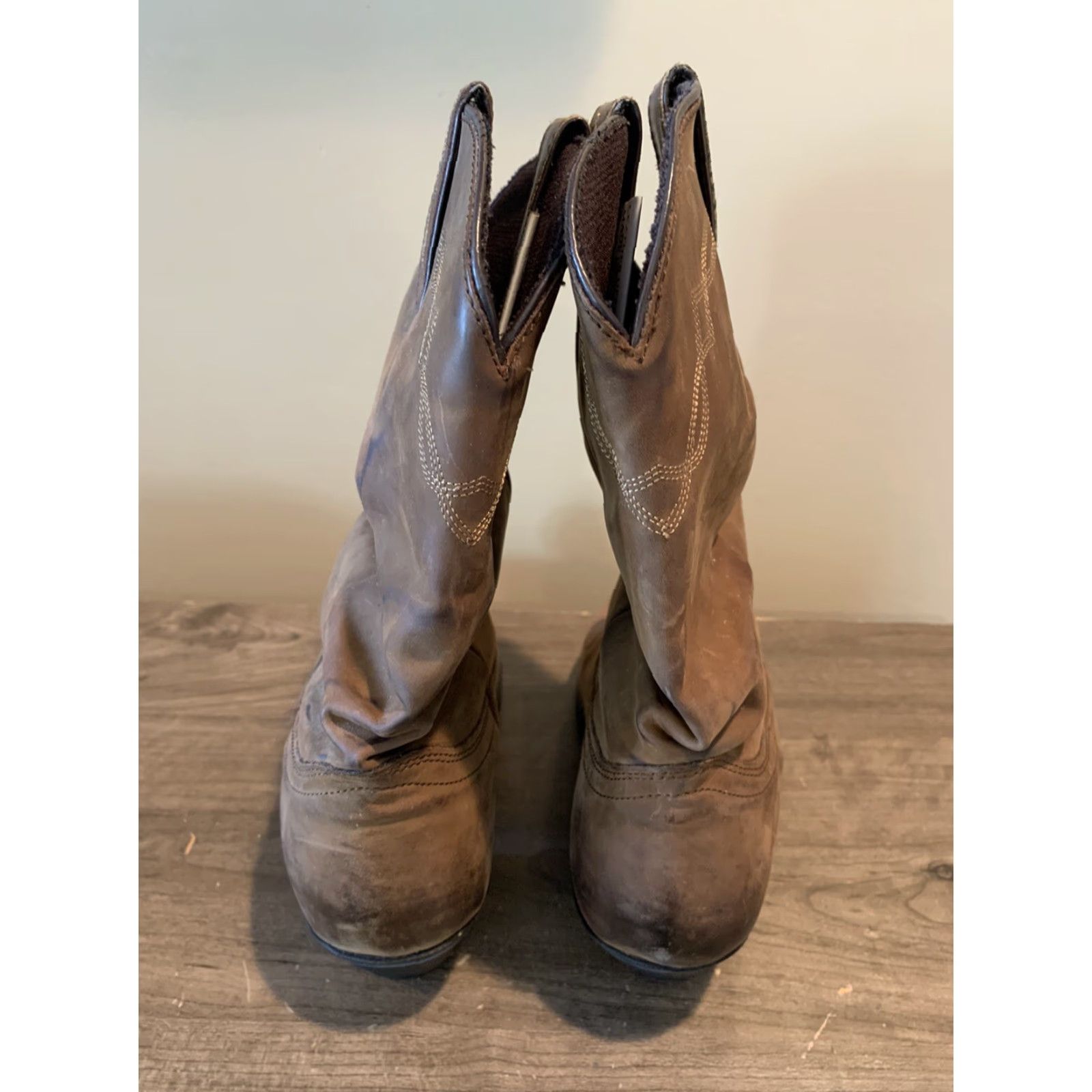 Vintage Womens Size 9 SHYANNE Shy Slouch Brown Leather Western Cowgirl Boots Womens Boots Brown Leather Western Cowgirl Slouch Shy 9 Mens? Size US 9 / IT 39 - 4 Thumbnail