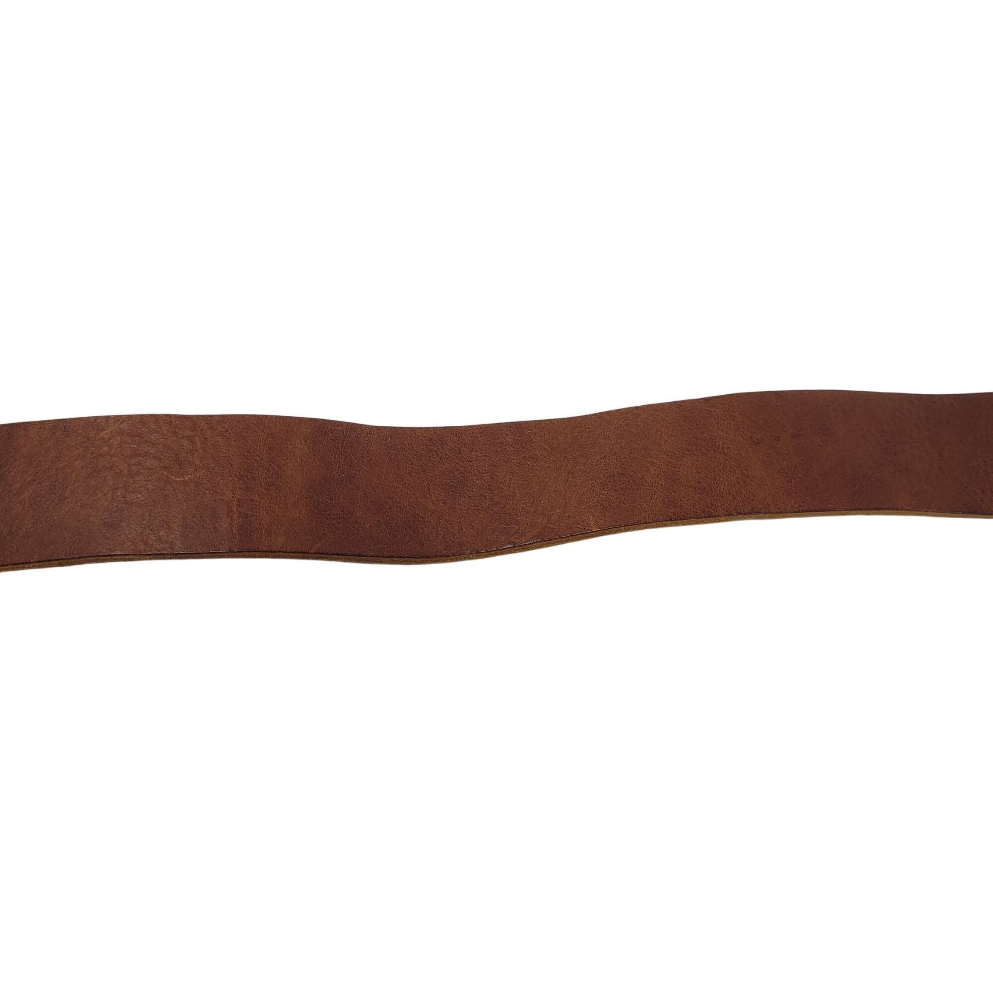 H&M Vintage Mens H&M Thick Rugged Cognac Brown Leather Belt Sz 3 Size 34 - 9 Thumbnail
