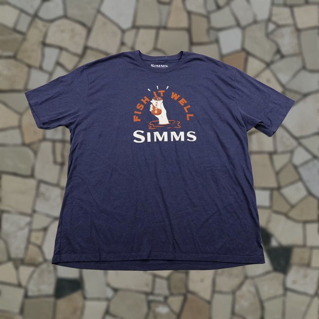 Vintage Simms Mens 2XL Blue Fish It Well Graphic Short Sleeve Fishing Crewneck Tee Shirt Size US XXL / EU 58 / 5 - 1 Thumbnail