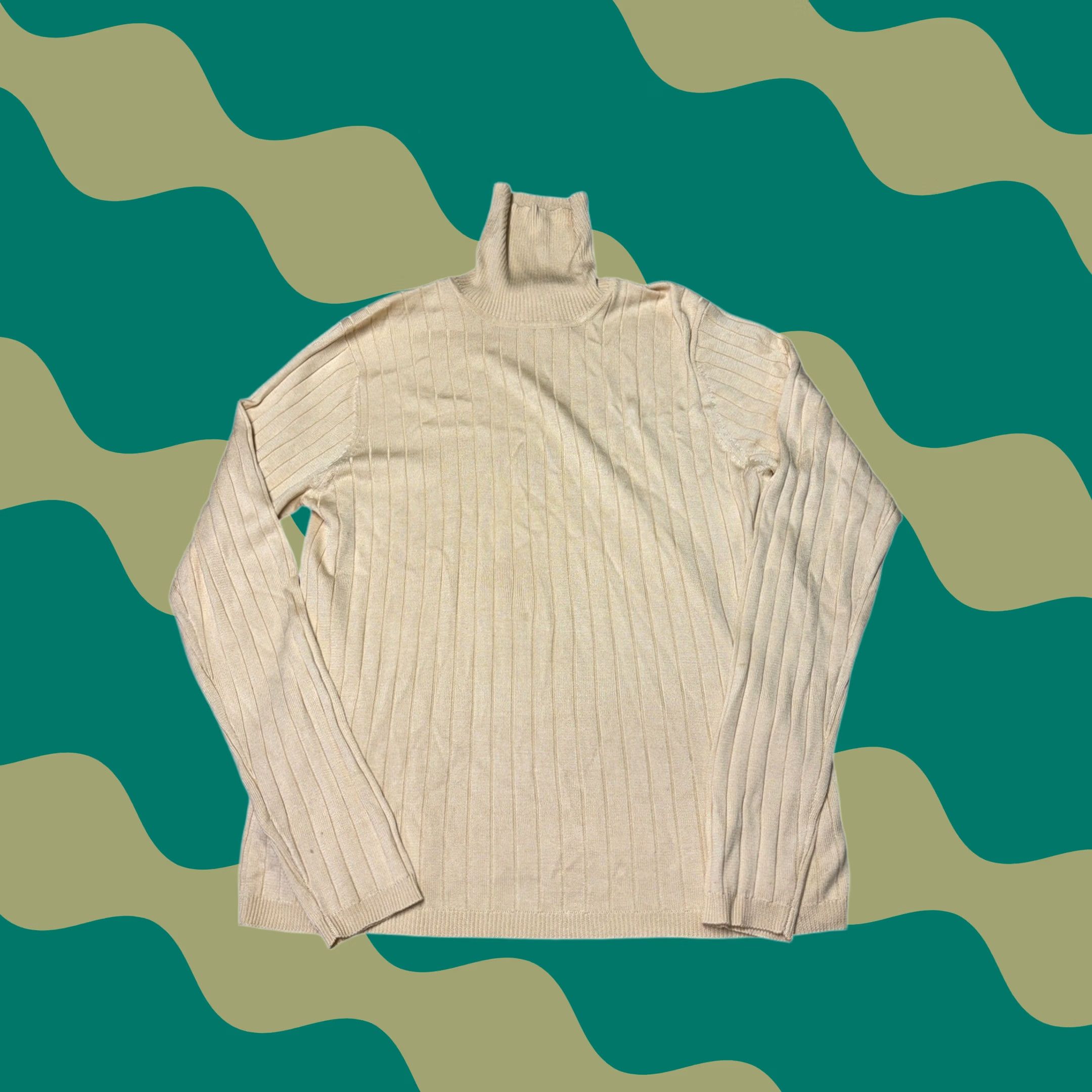 Brooks Brothers Brooks Brothers Womens Silk Ribbed Turtleneck Sweater Cream Beige Large Size L / US 10 / IT 46 - 1 Thumbnail