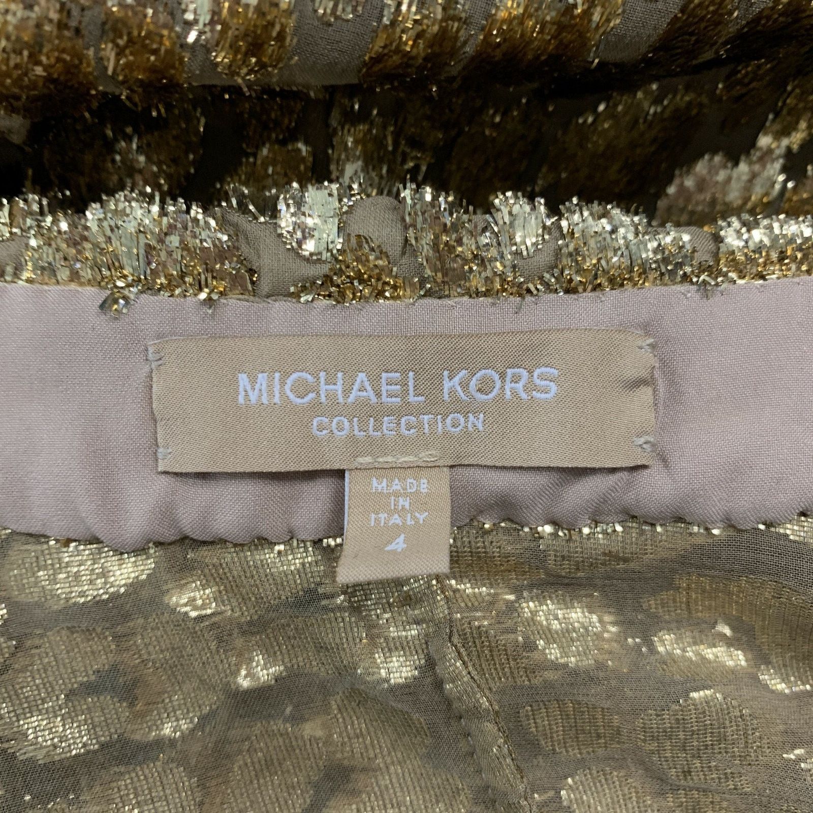 Michael Kors 4 Gold Polyester Silk Metallic Button Up Blouse Size S / US 4 / IT 40 - 5 Thumbnail