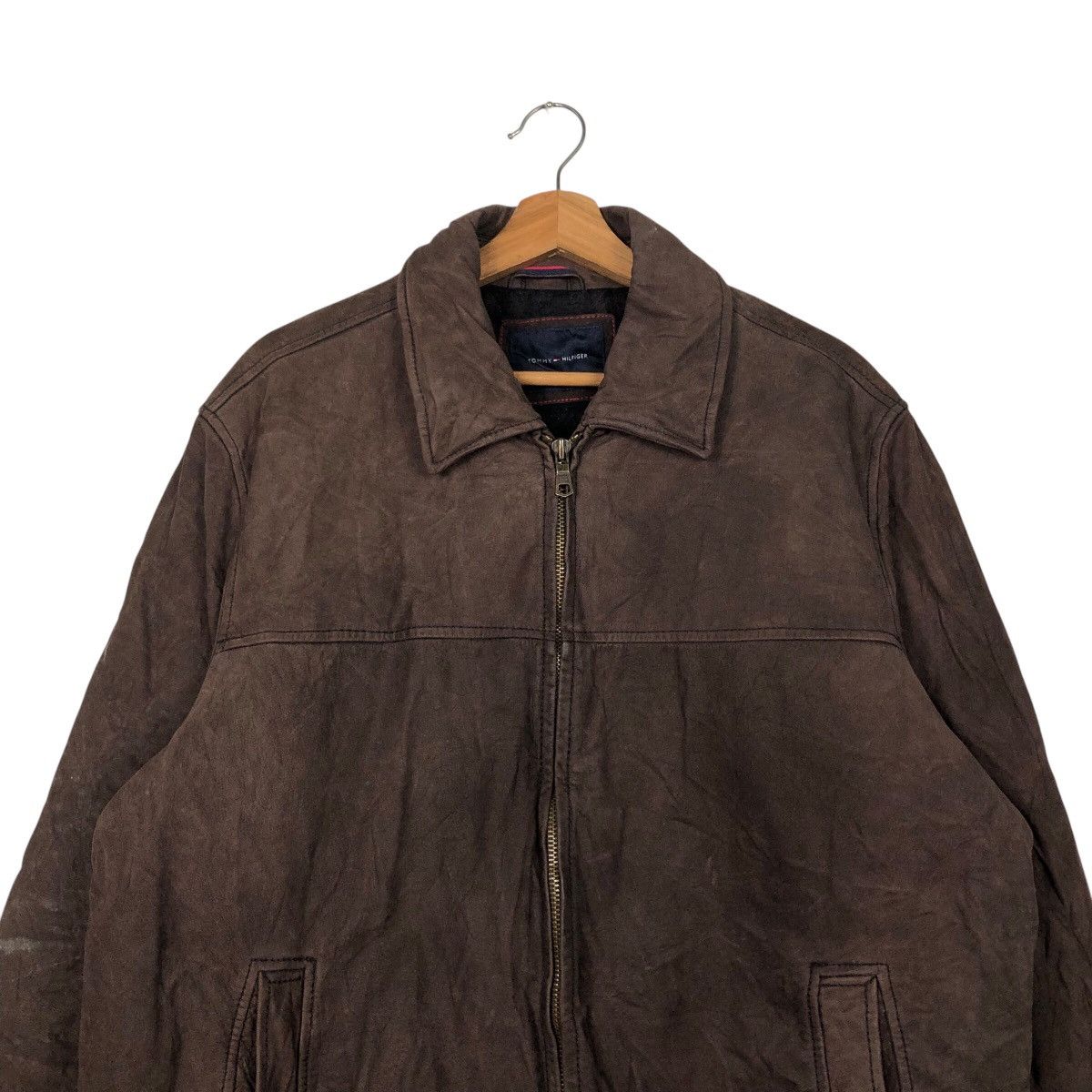 Genuine Leather 📌Vintage Genuine Leather Jacket Tommy Hilfiger Blanket Size US XL / EU 56 / 4 - 3 Thumbnail