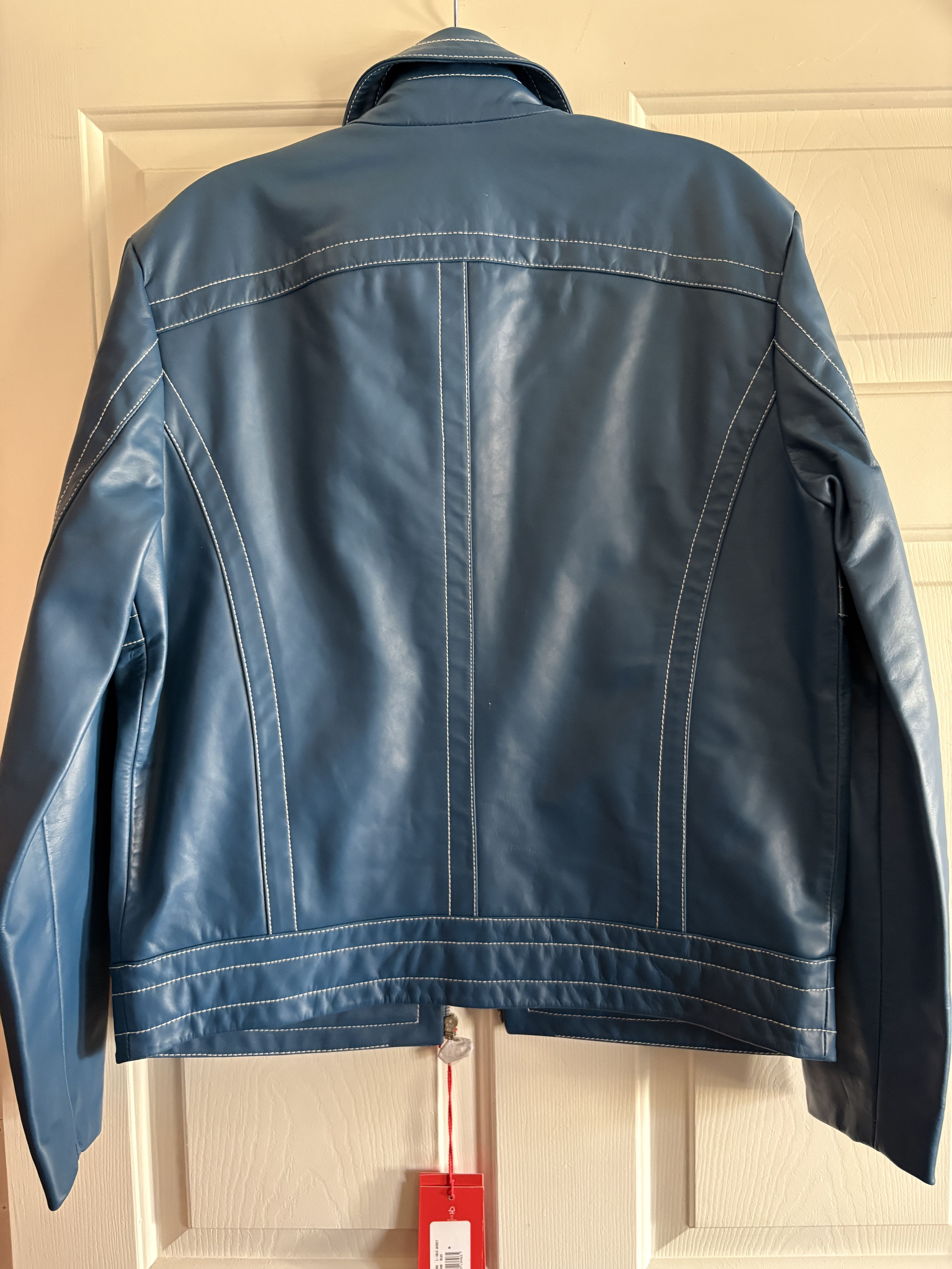 Diesel Diesel Leather Blue L-Cale Bomber Biker Moto Jacket Coat M Size US M / EU 48-50 / 2 - 4 Thumbnail