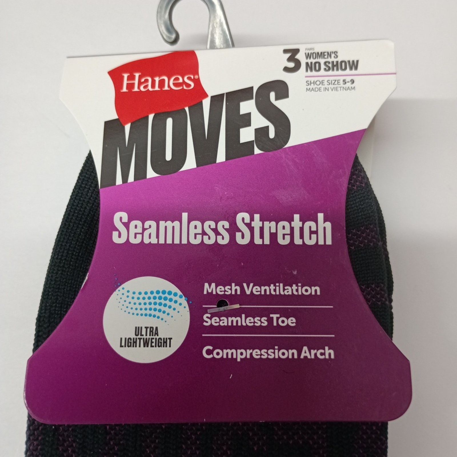 Hanes Hanes Moves No Show Socks 6 Pairs Women's Size 5-9 Black Size ONE SIZE - 2 Thumbnail