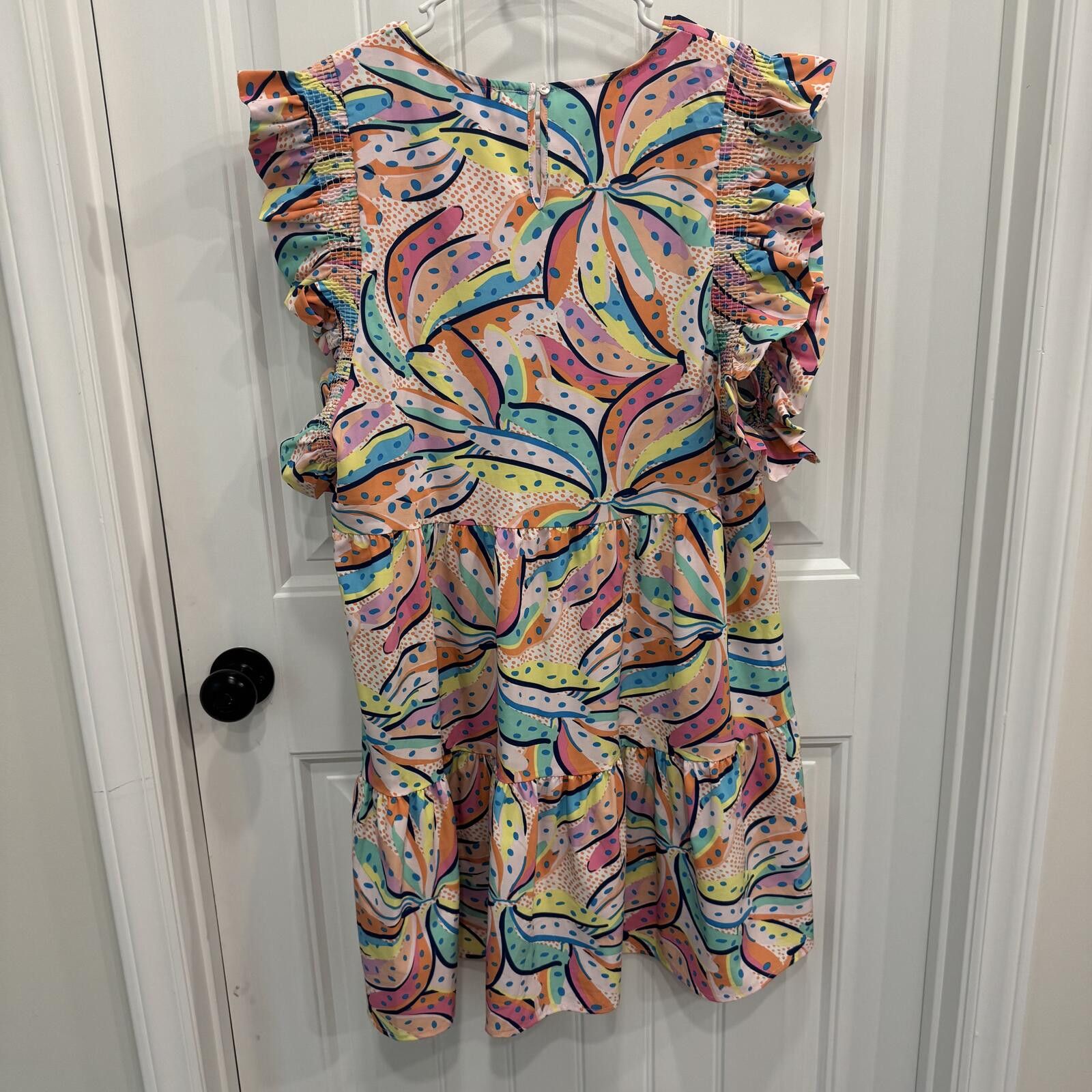 Other Michelle McDowell Colorful Ruffle Sleeve Dress Size L Size L / US 10 / IT 46 - 4 Thumbnail
