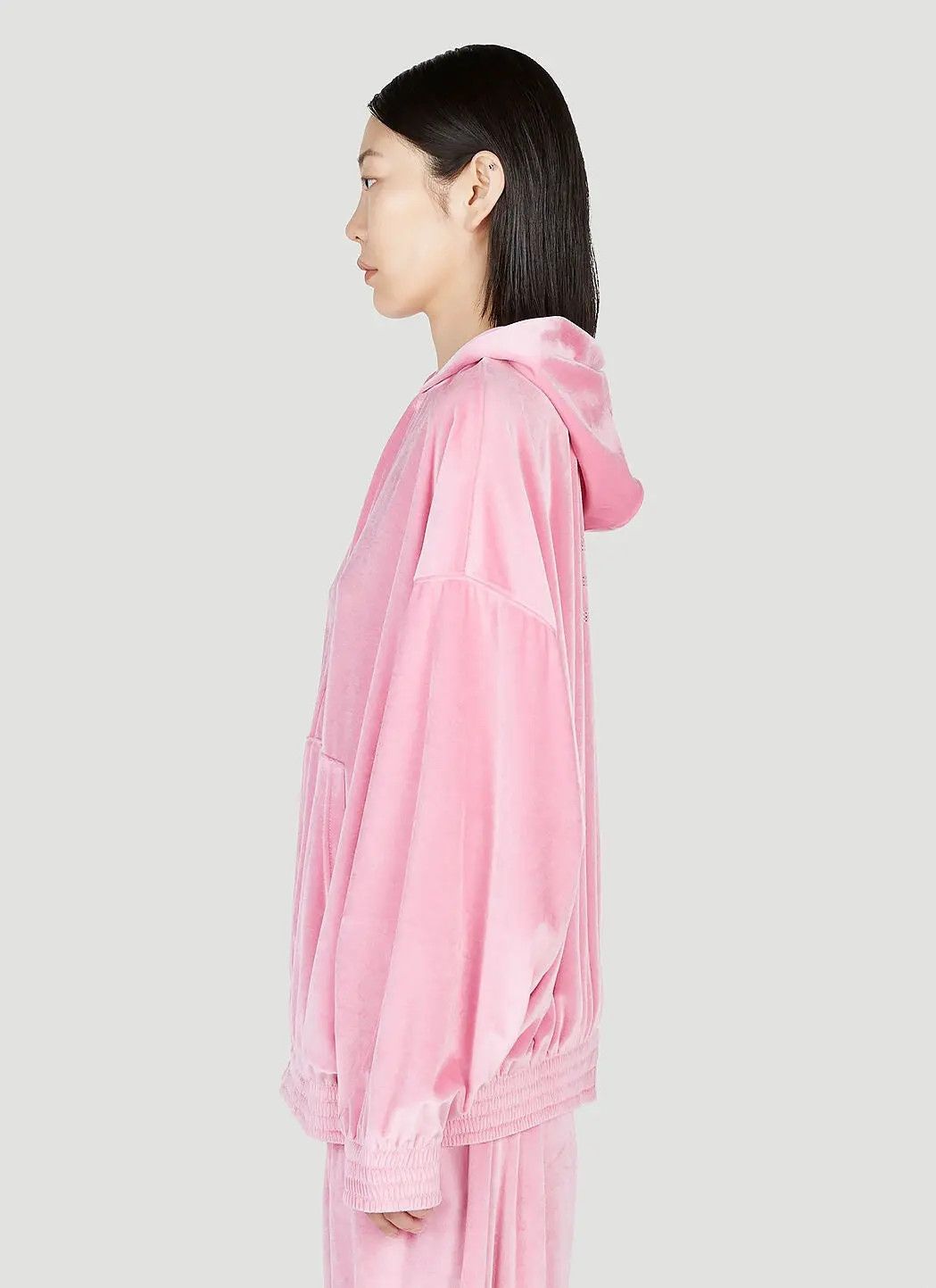 Balenciaga o1bcso1str1124 BB Paris Strass Zip-Up Hoodie Oversized Pink Size S / US 4 / IT 40 - 3 Thumbnail