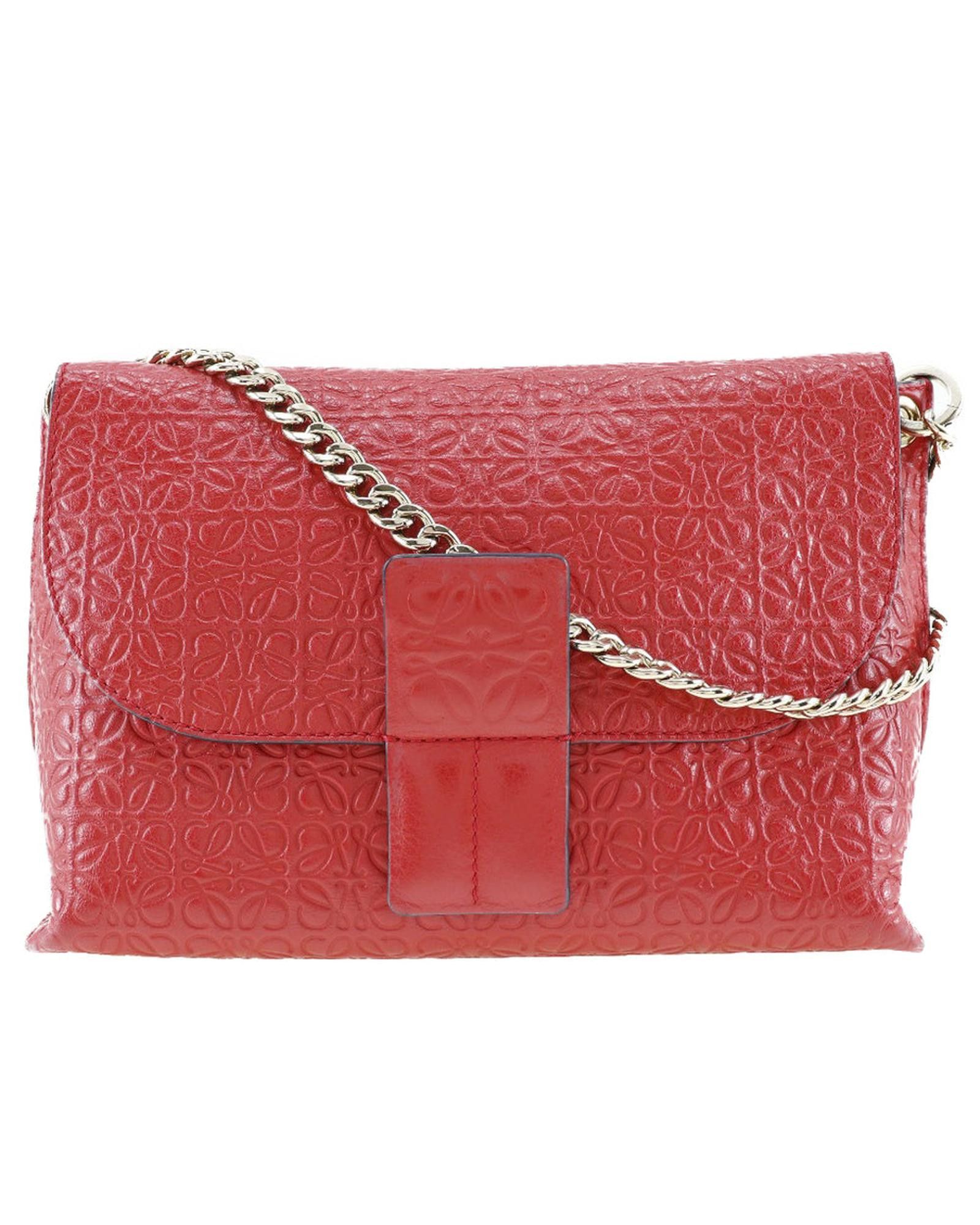 image of Loewe Red Leather Avenue Shoulder Bag, Women's