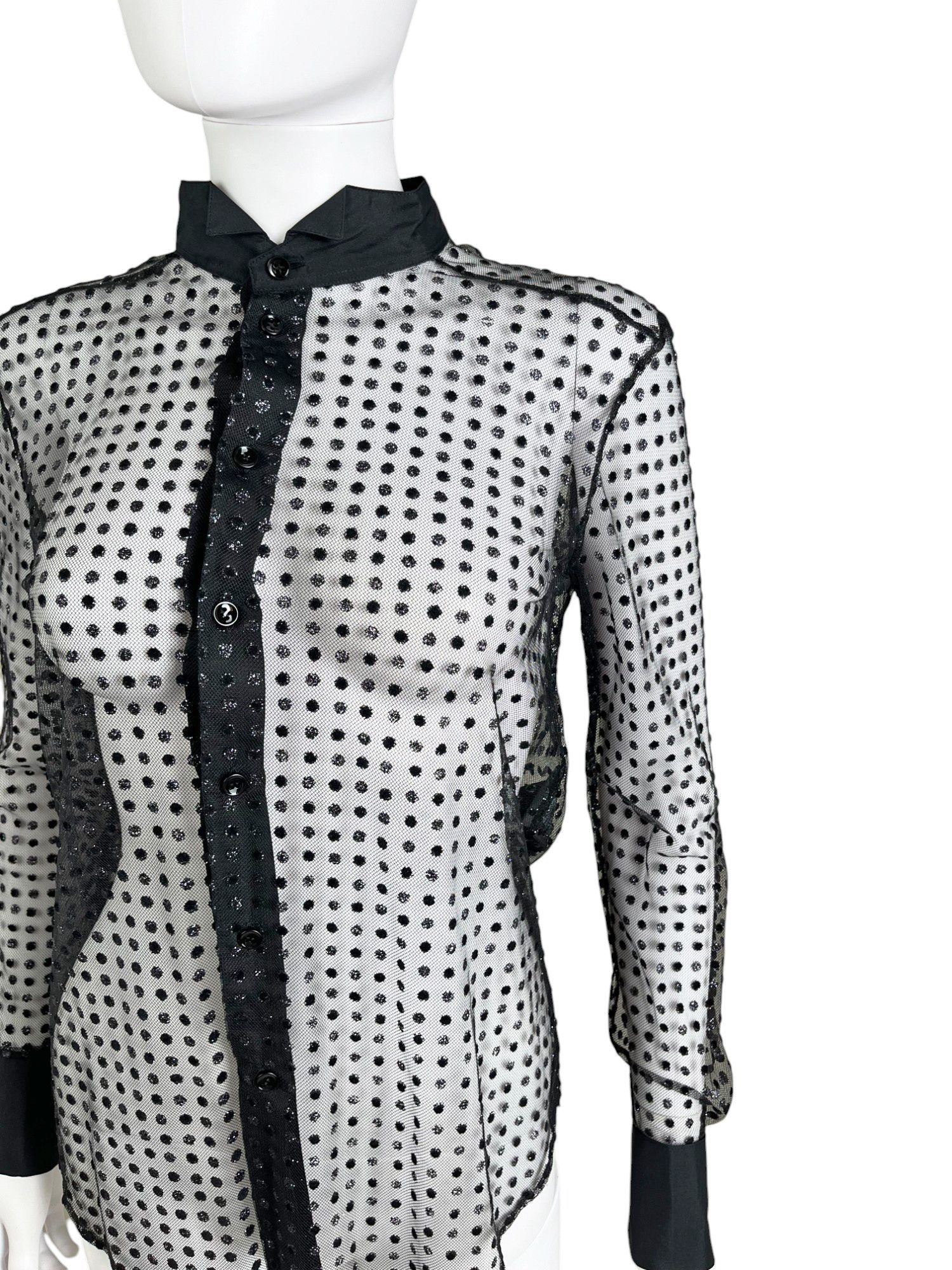 Saint Laurent Paris by Hedi Slimane S/S 2016 Transparent Silver Pois Shirt Size S / US 4 / IT 40 - 4 Thumbnail