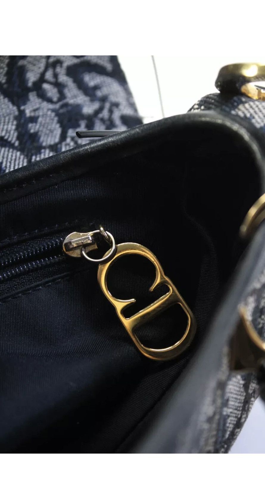 Dior Christian Dior Vintage Oblique Canvas Saddle Bag - Navy Size ONE SIZE - 13 Thumbnail