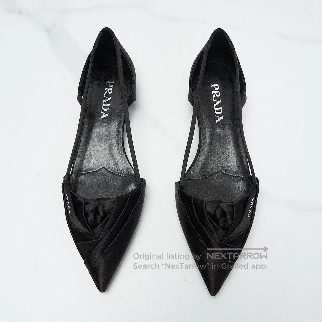 Prada Prada Women's Satin Hollow Floral Flats. Size US 6 / IT 36 - 4 Thumbnail