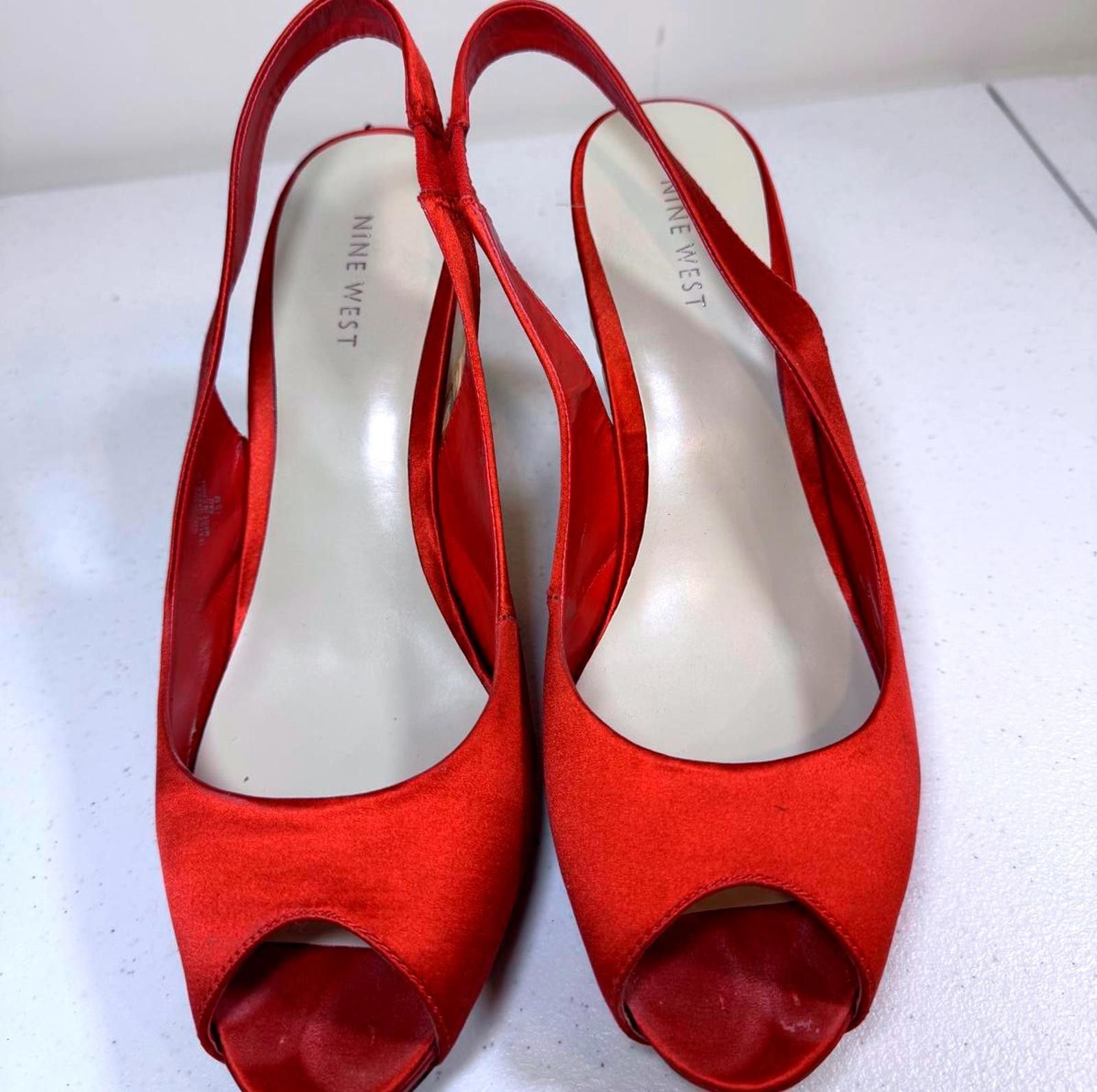 Nine West Nine West Red Wedge Slingback Heels Size US 10 / IT 40 - 1 Thumbnail
