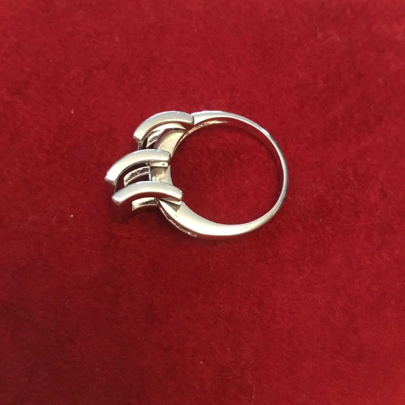 Other Silver Trio-Crystal Rows Ring Size ONE SIZE - 4 Thumbnail