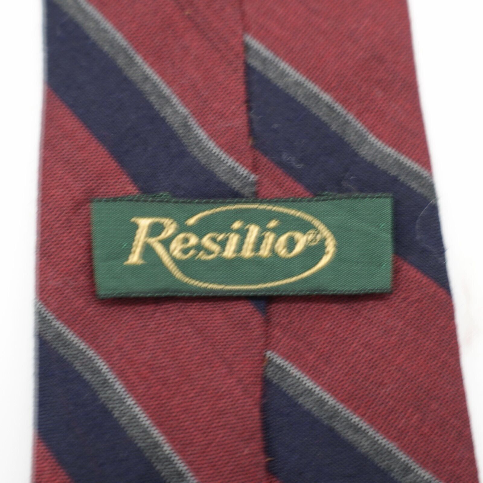 Other Resilio Red Blue Stripe Woven Short Skinny Wool Silk Tie Size ONE SIZE - 3 Thumbnail