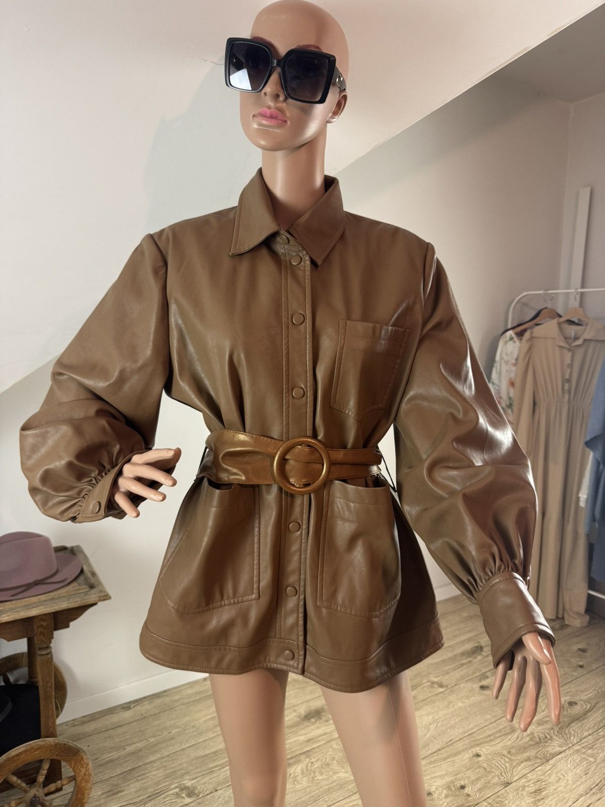 Samsoe Samsoe Camel Vestine soft faux leather Jacket with belt Size XL / US 12-14 / IT 48-50 - 5 Thumbnail