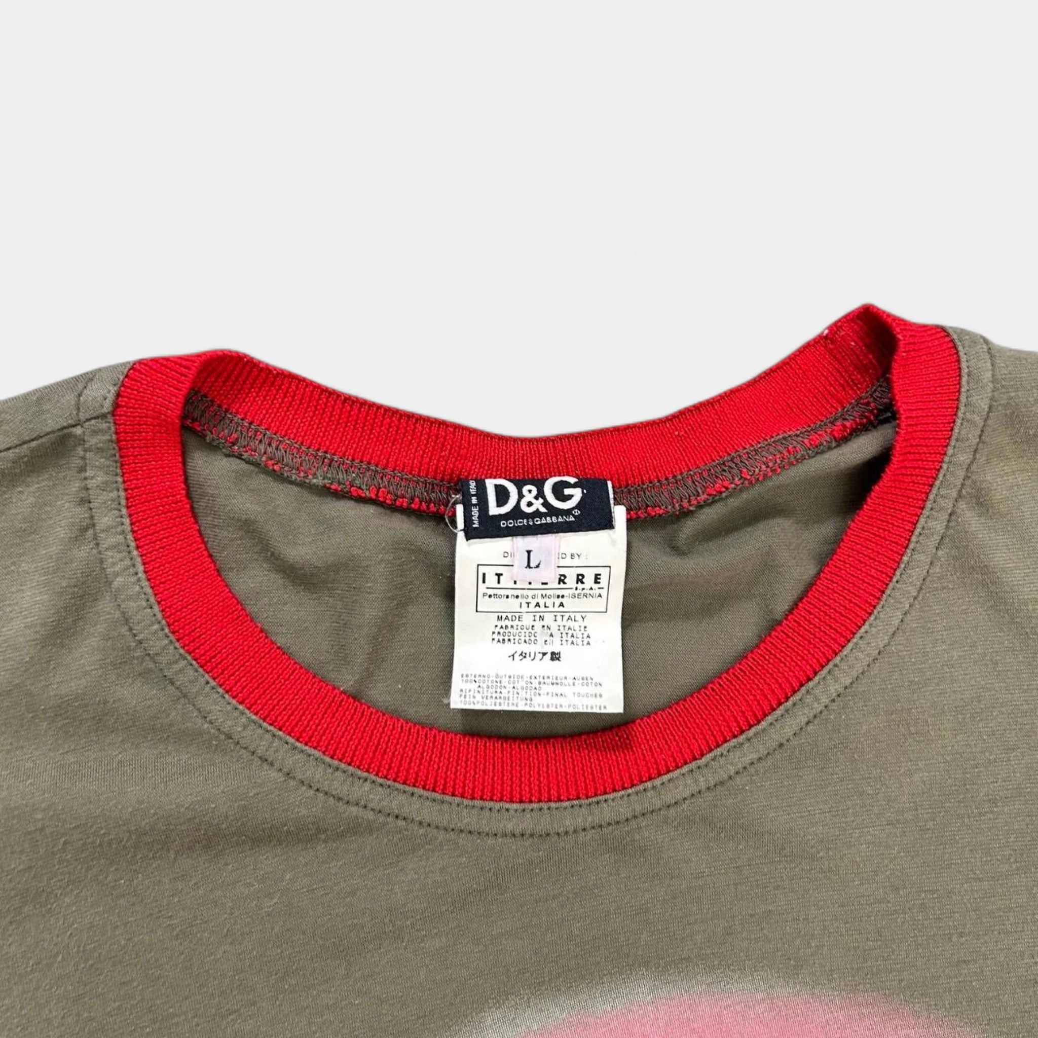 Dolce & Gabbana Dolce & Gabbana Green Khaki Graphic T-Shirt Size US L / EU 52-54 / 3 - 3 Thumbnail