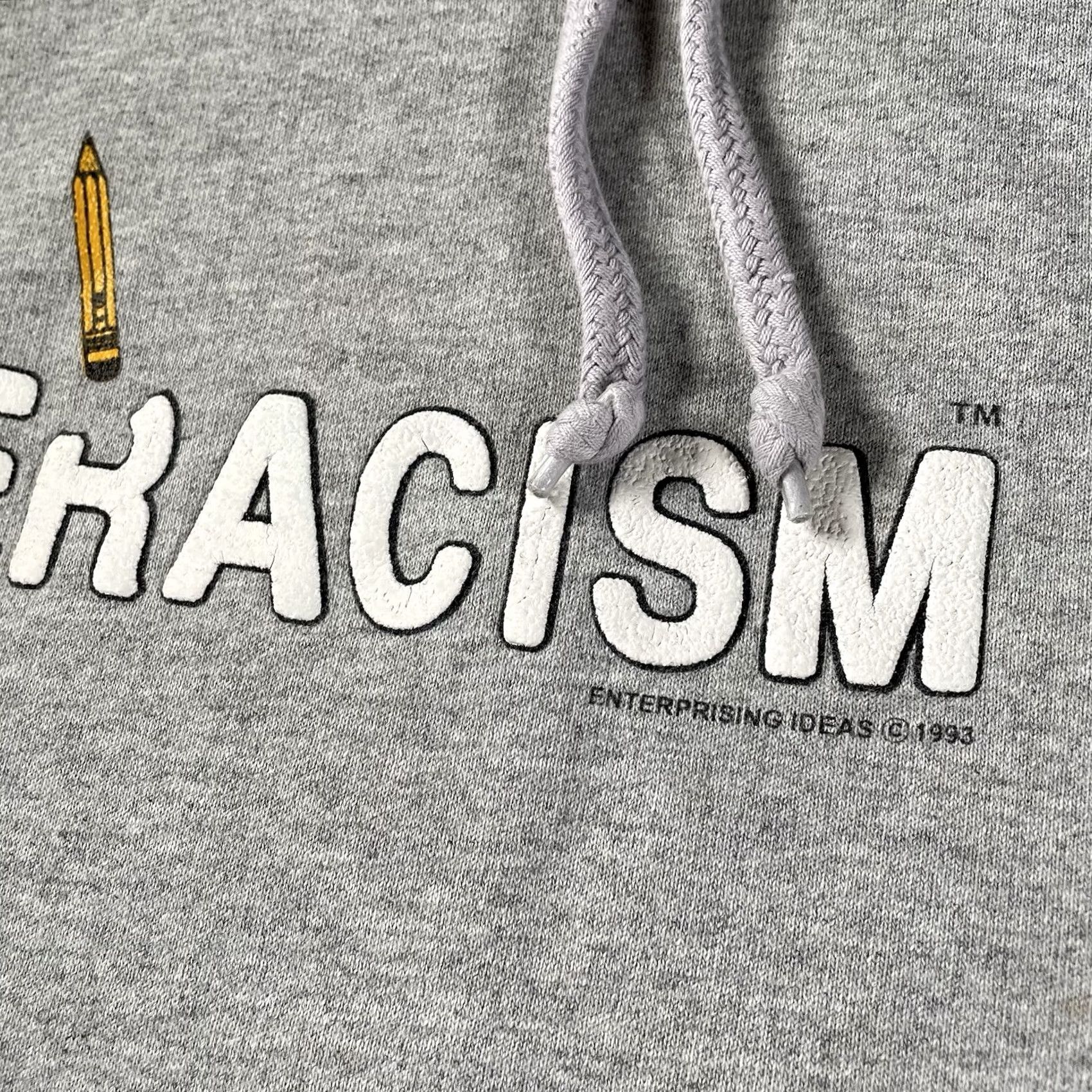 Vintage ERACISM Hoodie Men One Size Gray Pullover 1993 New Orleans ERACE Anti Racism Group Movement Size US M / EU 48-50 / 2 - 3 Thumbnail