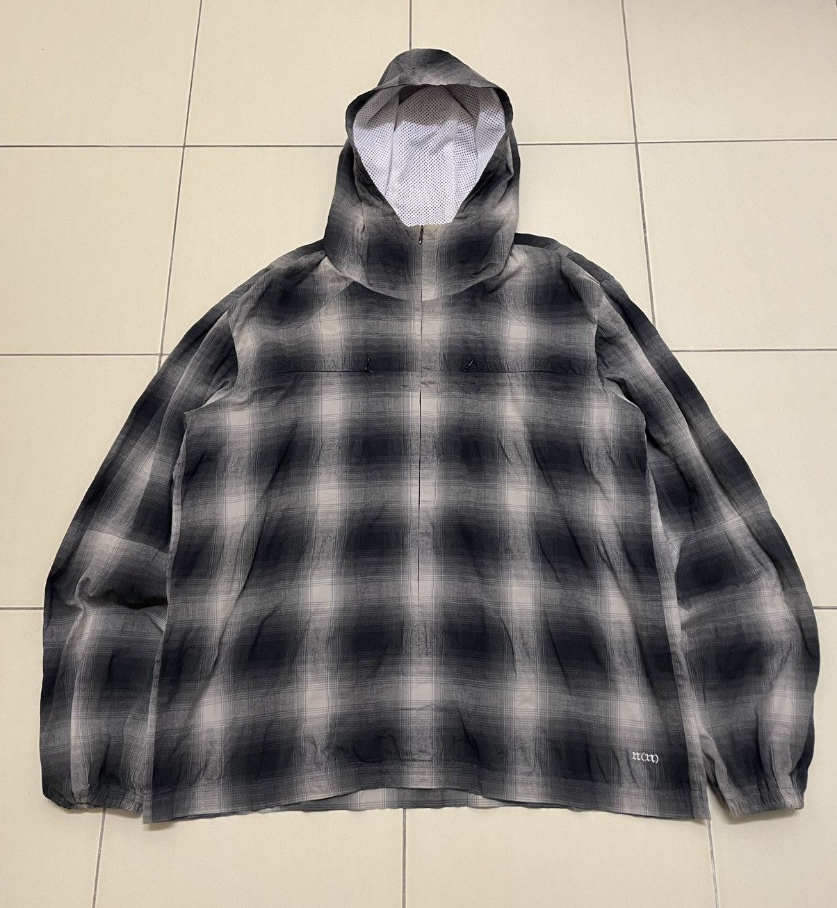 Number (N)ine Vtg 90s Number Nine Blue Bar Ombre Check Hooded Jacket Size US L / EU 52-54 / 3 - 2 Thumbnail