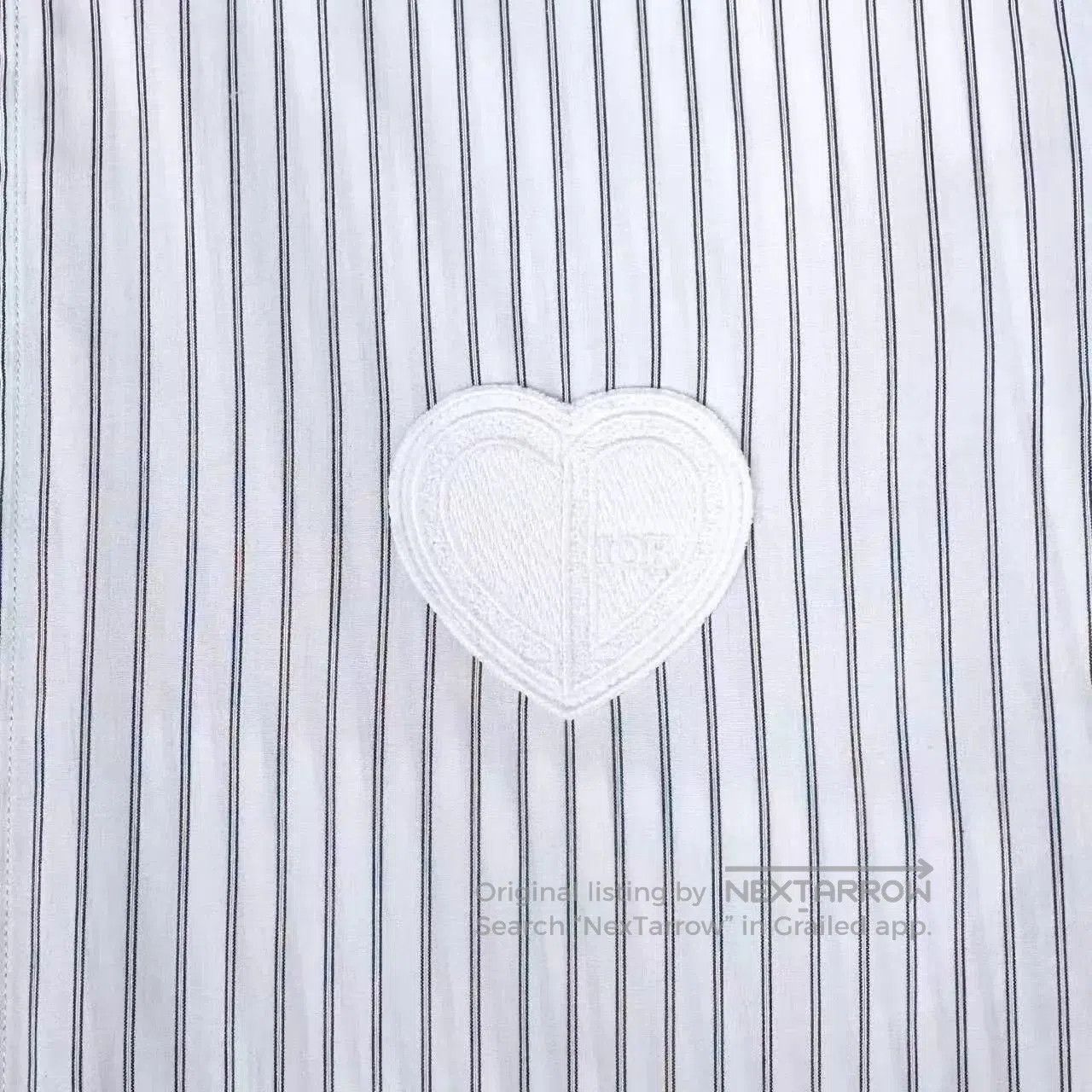 Dior Blue Striped Button-Up Shirt with Heart Patch. Size US M / EU 48-50 / 2 - 4 Thumbnail