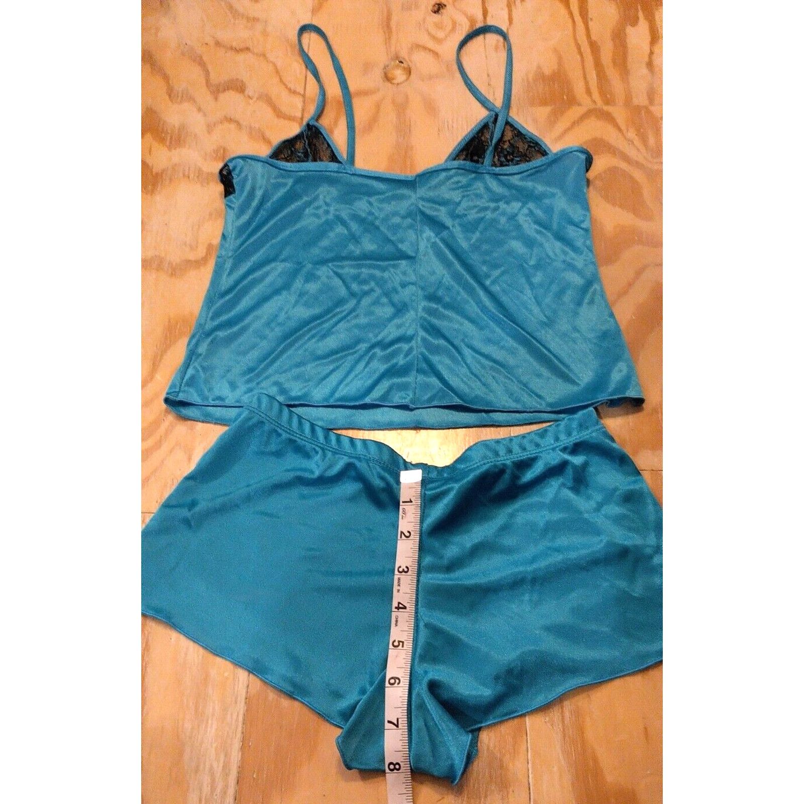 Other Shamah SM Turq. Blk Lace Cami & Shorts Sleep 2 Pc Pajama Set Size ONE SIZE - 5 Thumbnail