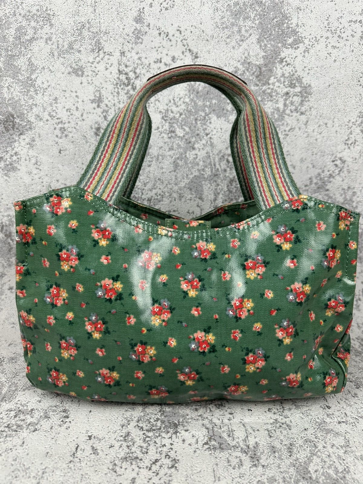 Designer Cath Kidston Floral Oilcloth Tote Bag Mini Green Rose Print Size ONE SIZE - 2 Thumbnail