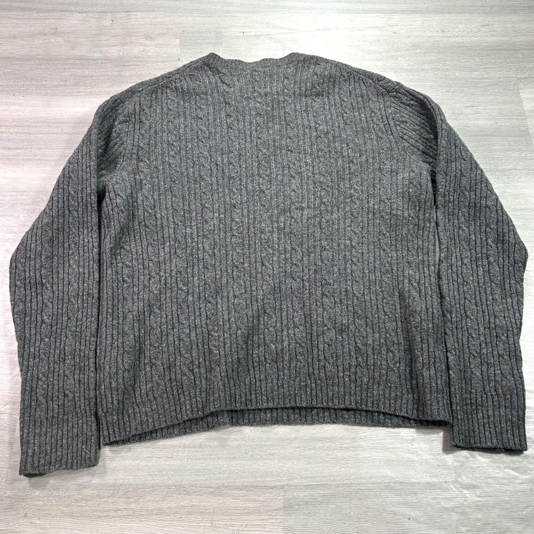 J.Crew VINTAGE J.Crew Sweater Mens Large Gray Lambswool Blend Cable-Knit Crewneck Pullover Size US L / EU 52-54 / 3 - 2 Thumbnail