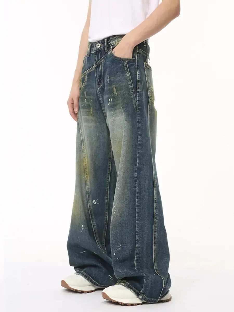 Japanese Brand Retro loose graffiti wide leg jeans Size US 32 / EU 48 - 1 Thumbnail