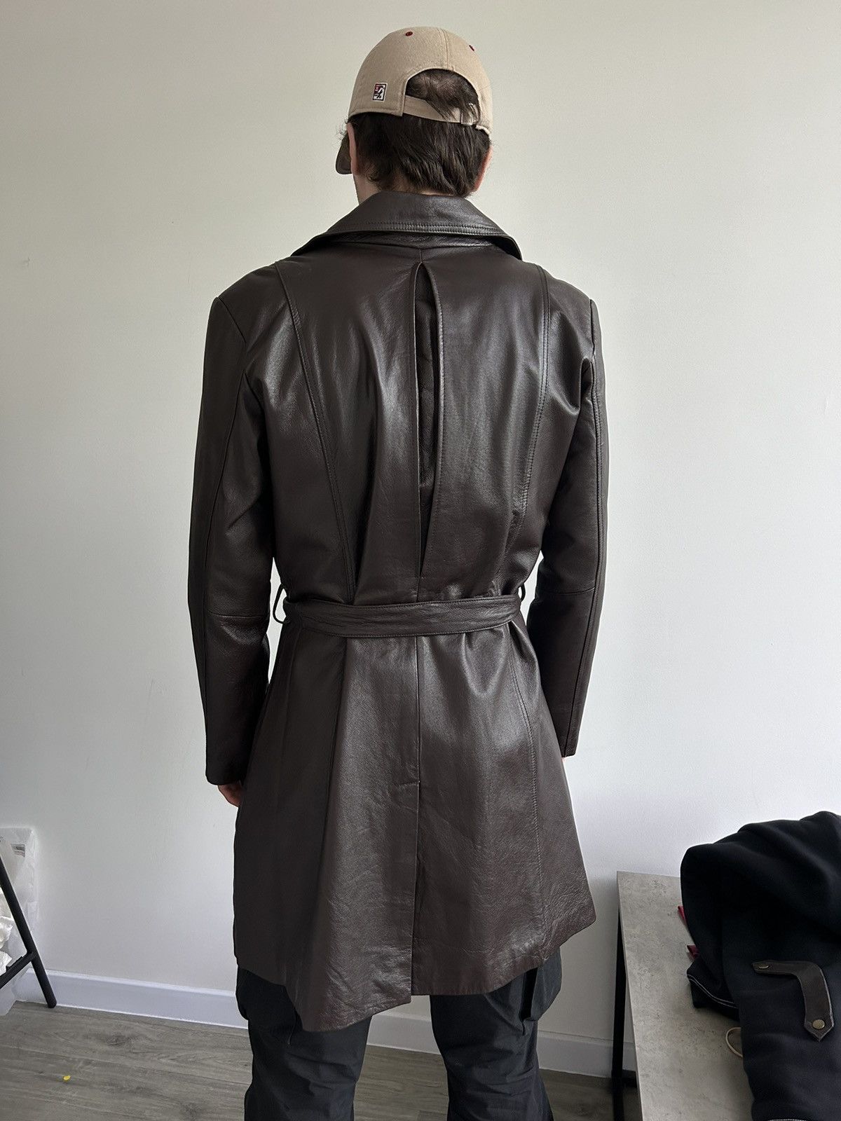 Vintage Vintage 100 % Leather Brown Trench Coat Size L / US 10 / IT 46 - 20 Thumbnail
