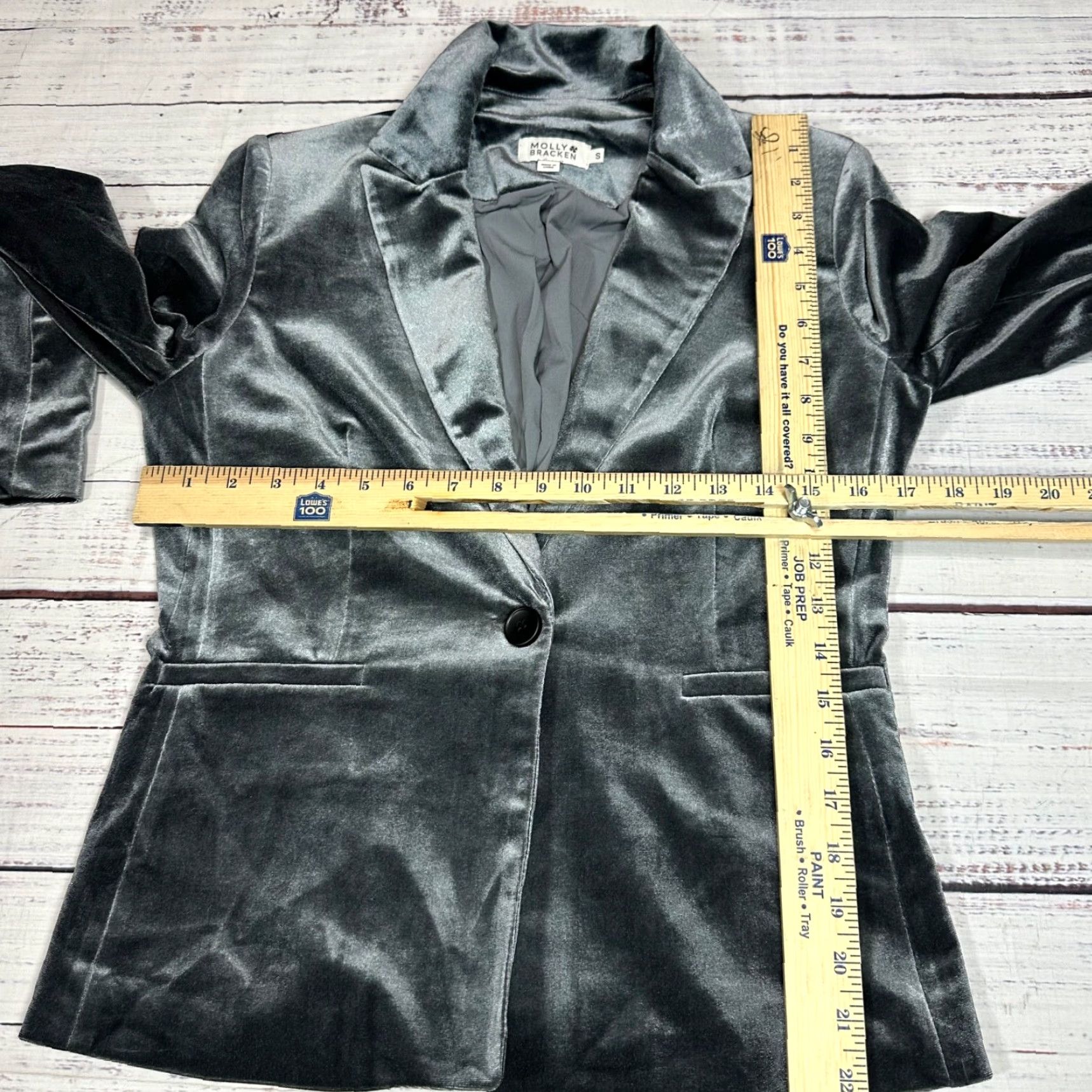 Vintage Molly Bracken Blazer Shirt Womens One Button Velour Gray Sz Small Long Sleeve Size S / US 4 / IT 40 - 2 Thumbnail