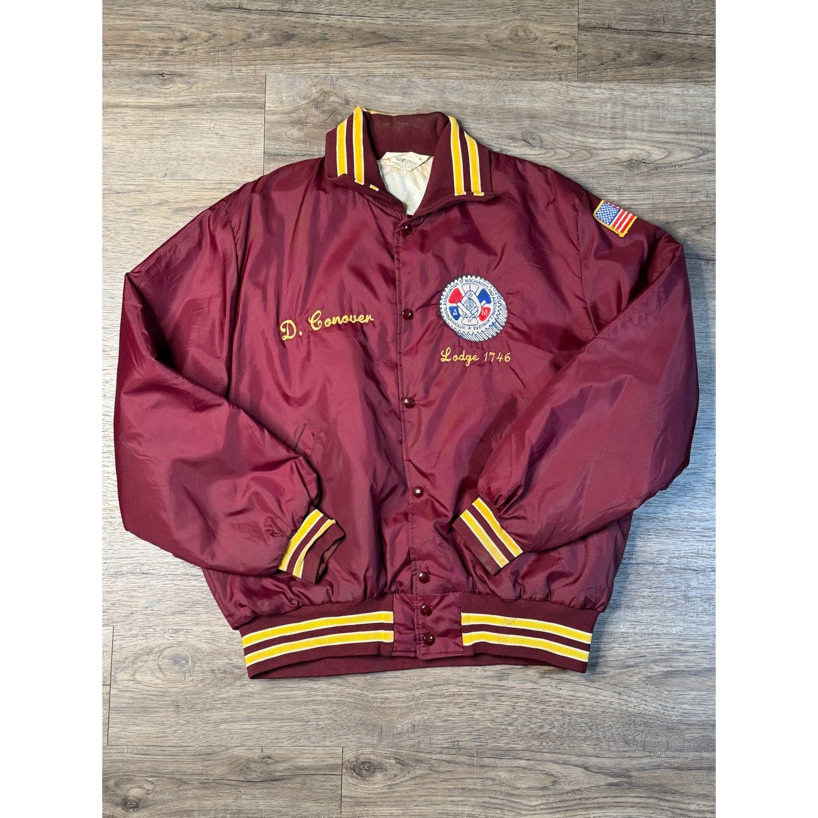 Vintage Vintage Bomber Varsity Jacket Machinists Aerospace Union Size US XL / EU 56 / 4 - 2 Thumbnail