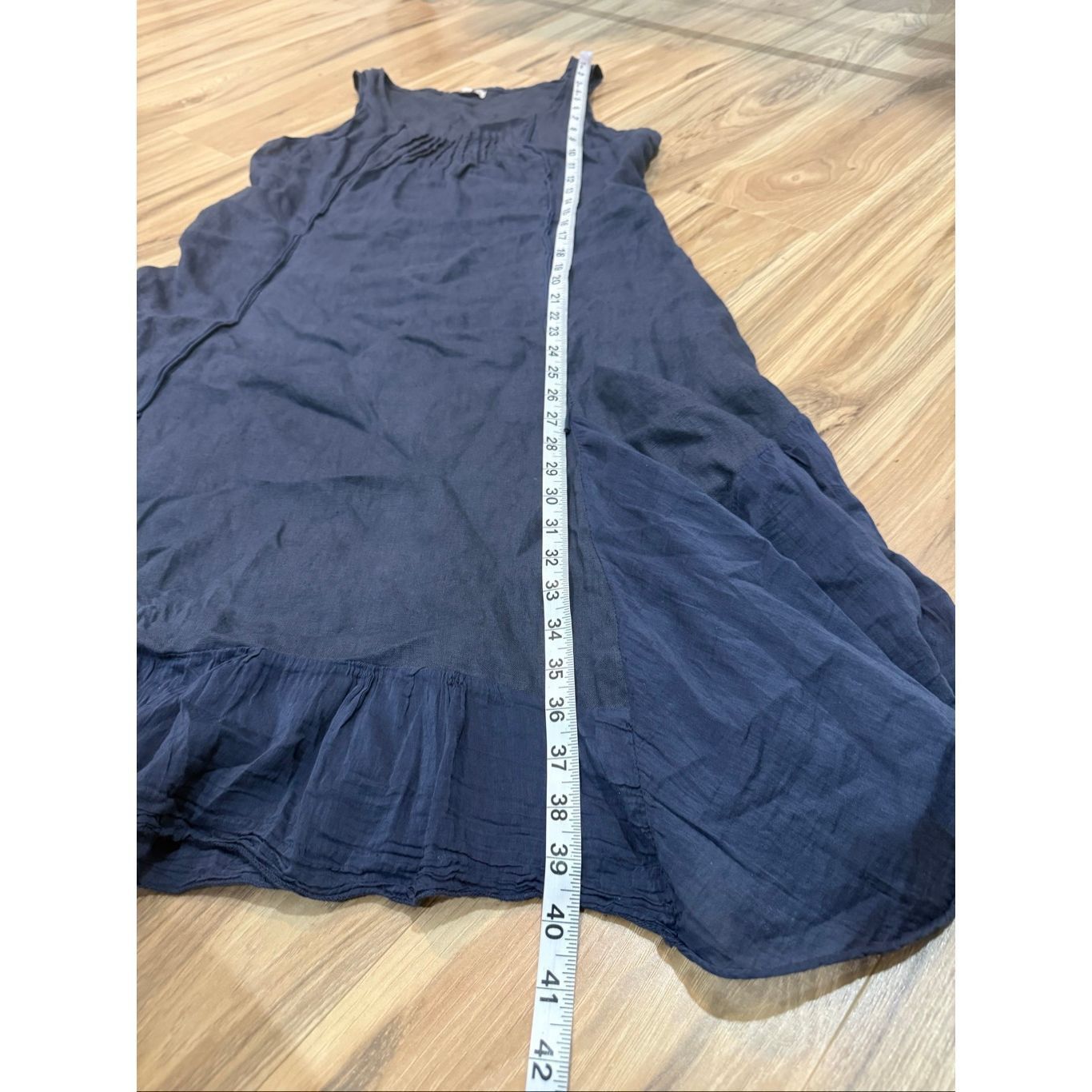 Linea Lina Tomei sleeveless navy linen dress size Medium Size M / US 6-8 / IT 42-44 - 7 Thumbnail