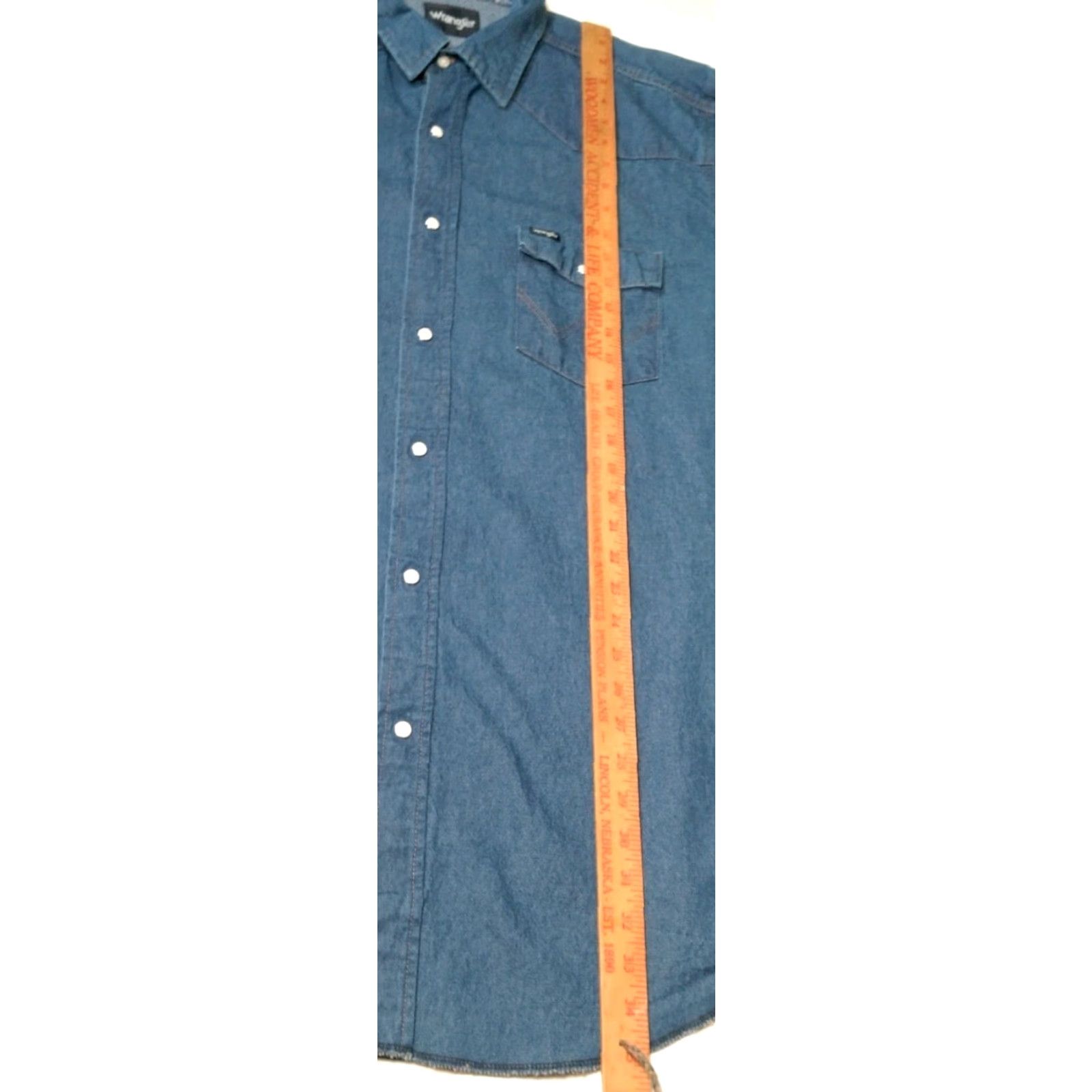 Wrangler Wrangler Denim Pearl Snap Shirt Men 2XT Tall Blue Long Sleeve Ranch Cowboy Rodeo Shirt Size US XXL / EU 58 / 5 - 5 Thumbnail