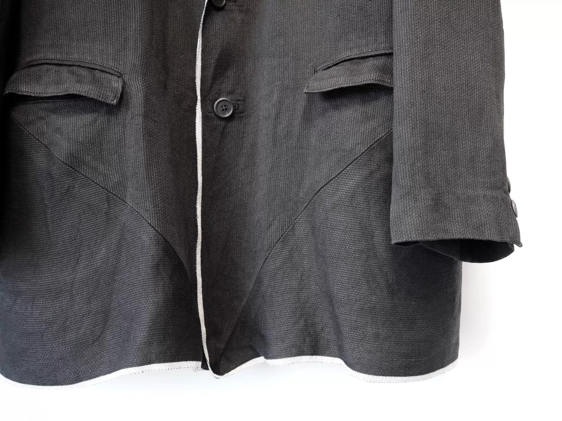 Yohji Yamamoto Yohji Yamamoto 1990SS White Trim Twill Asym Hem Jacket S Size US S / EU 44-46 / 1 - 5 Thumbnail
